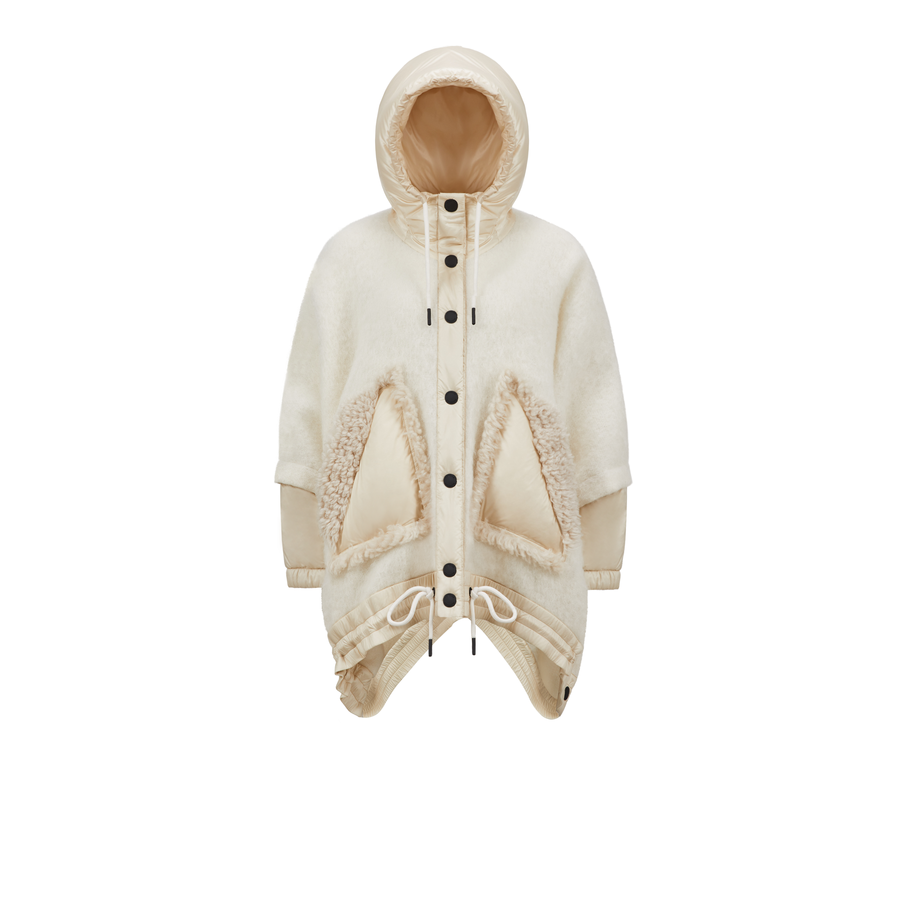 Moncler Wool, Alpaca & Mohair Padded Cape White In Blanc