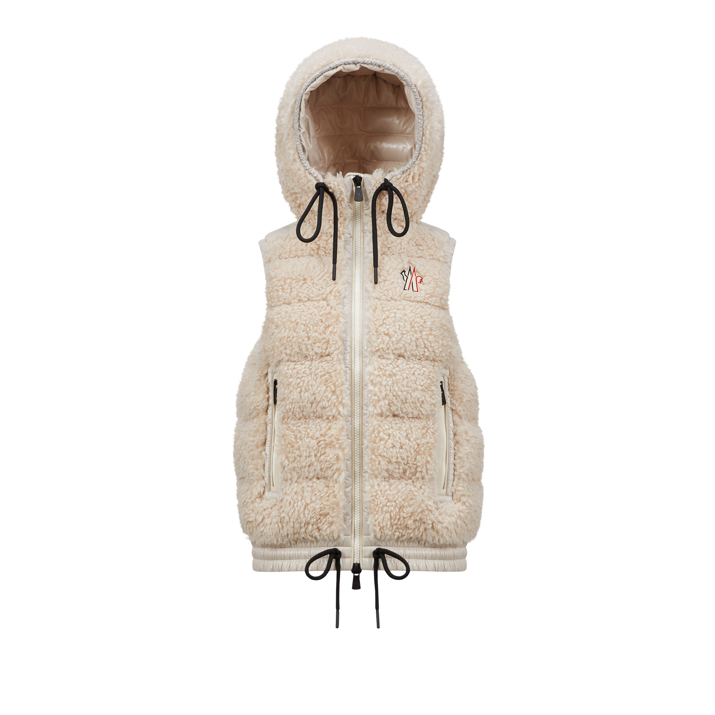 Moncler Padded Teddy Zip-up Gilet, Women, Beige, Size: Xs In White