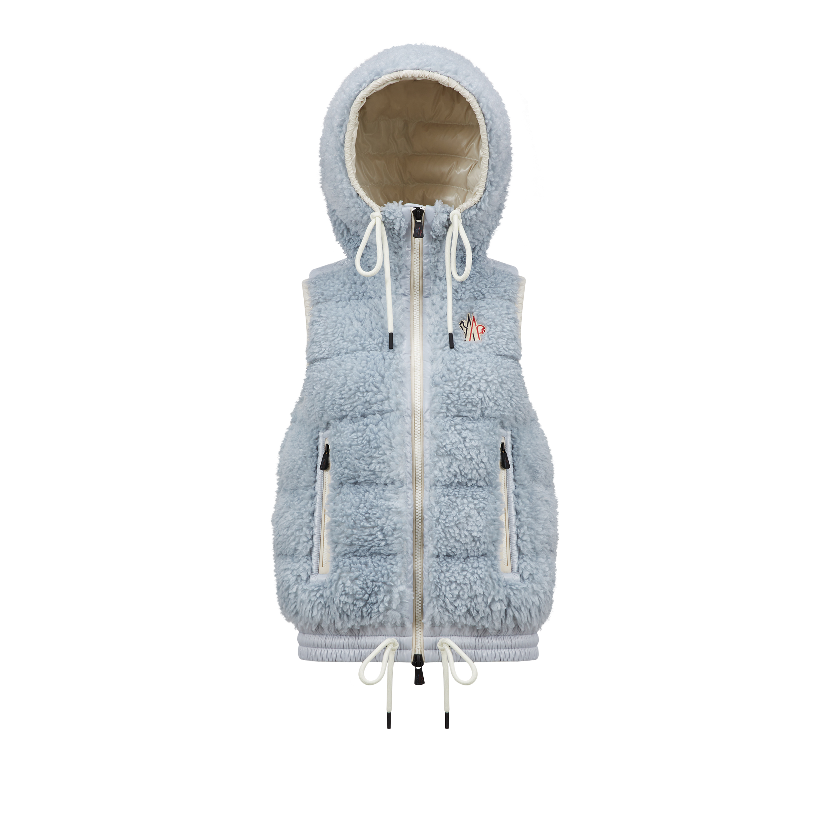 Moncler Gilet Zippé En Teddy Matelassé In Gray