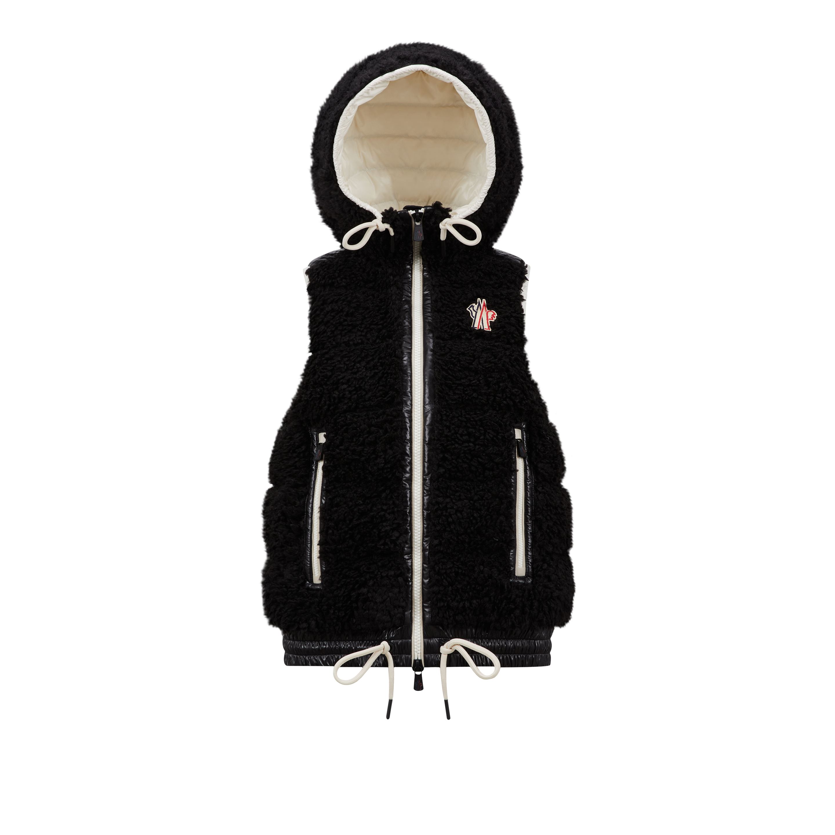 Moncler Gilet Zippé En Teddy Matelassé In Black