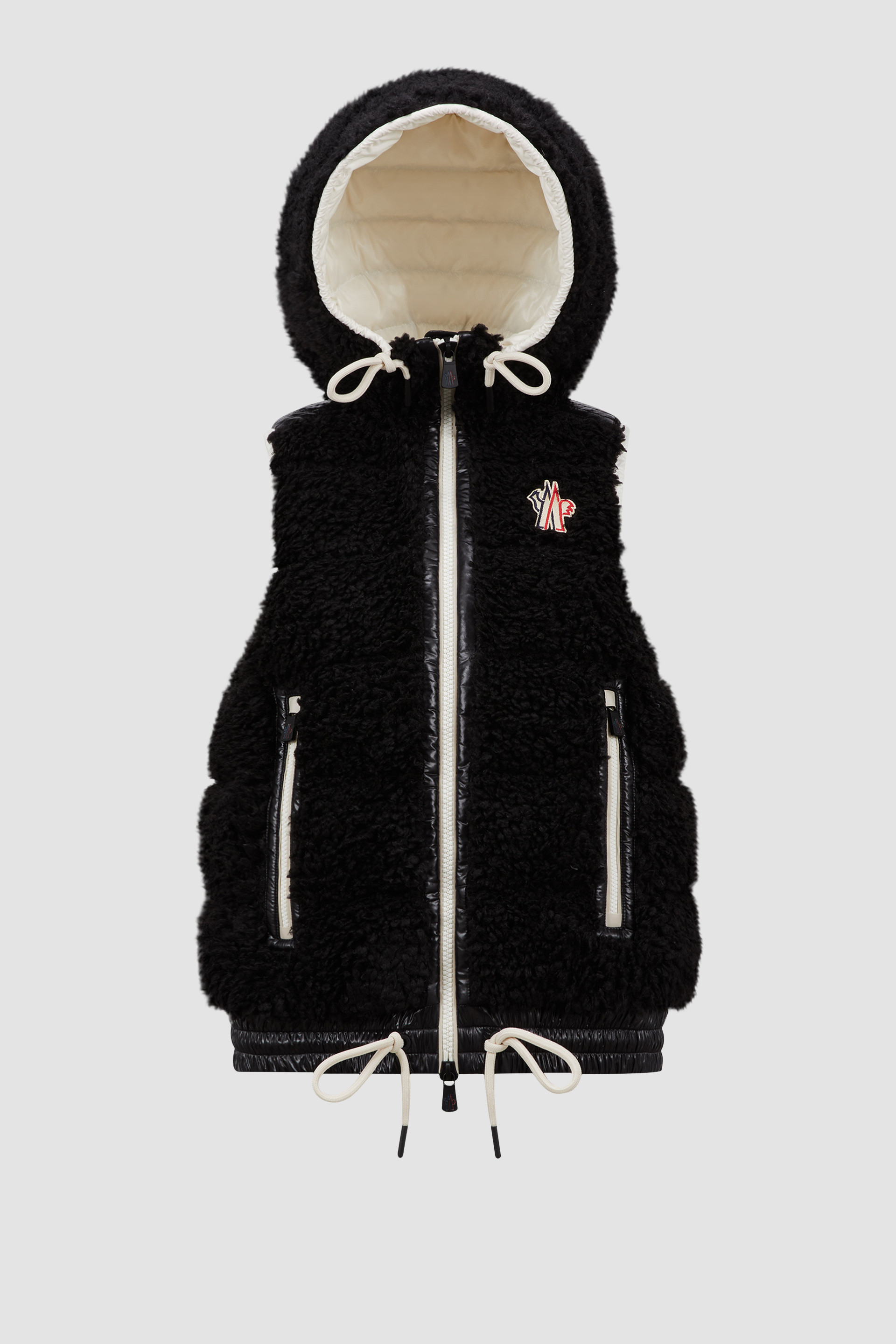 Black Padded Teddy Zip-Up Vest - Vests for Women | Moncler US