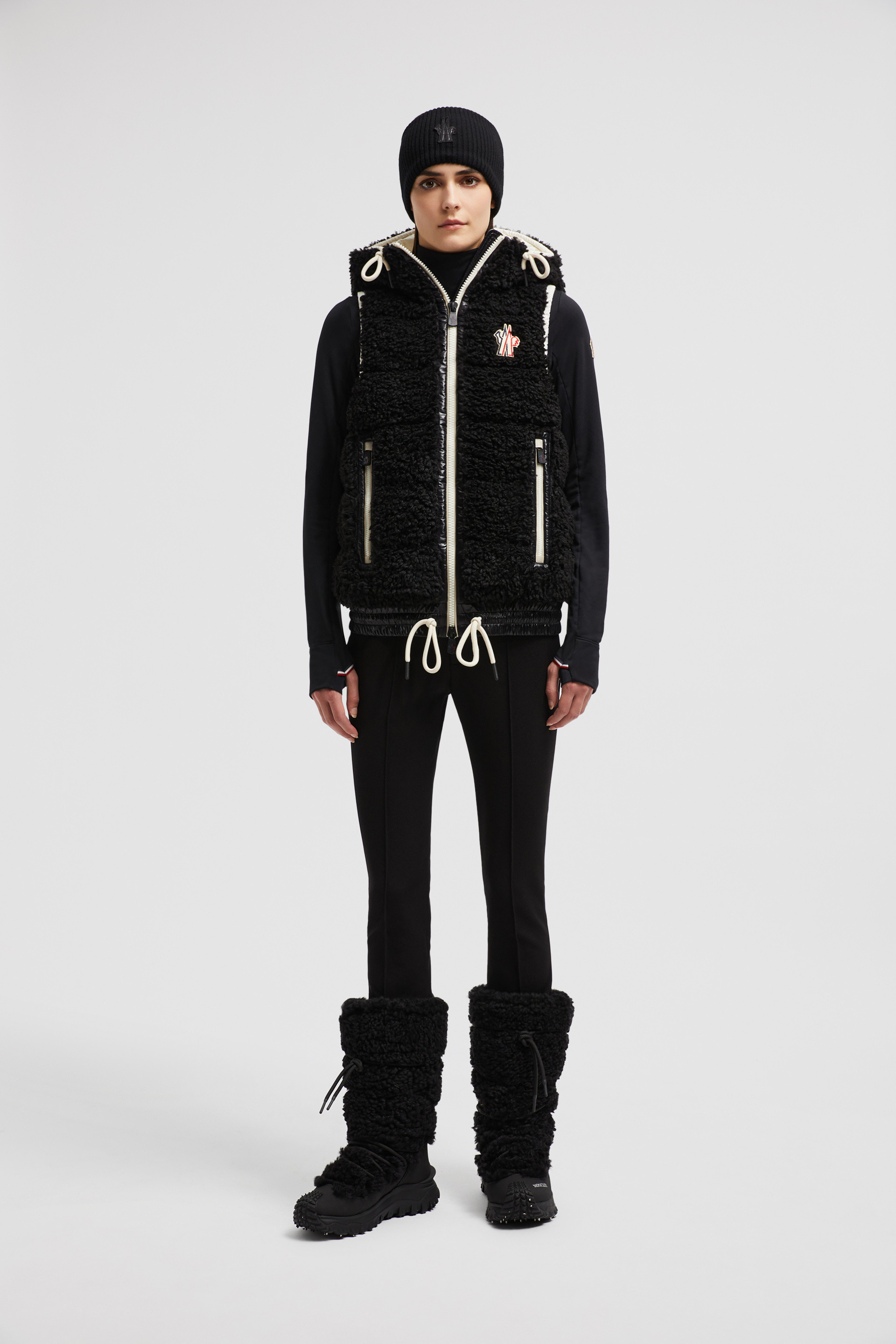 Black Padded Teddy Zip-Up Vest - Vests for Women | Moncler US