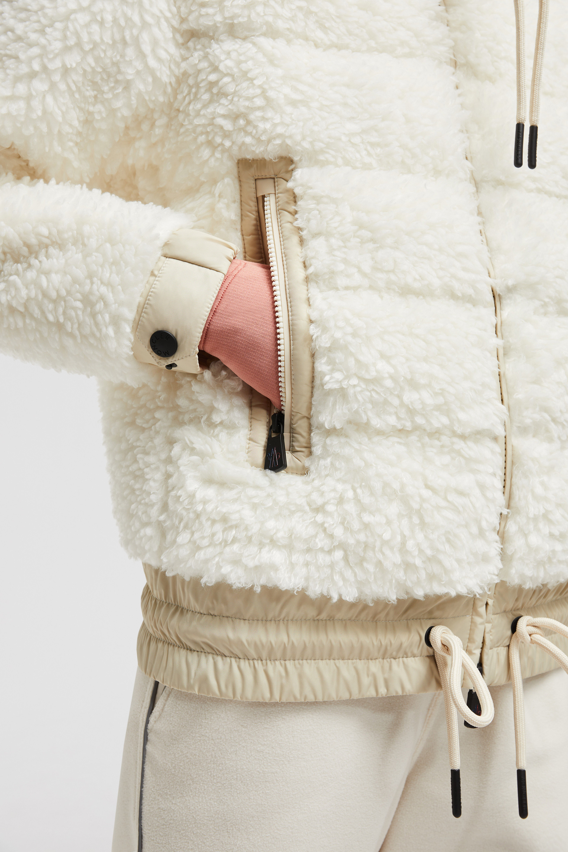 White Padded Teddy Zip-Up Cardigan - Sweatshirts for Women
