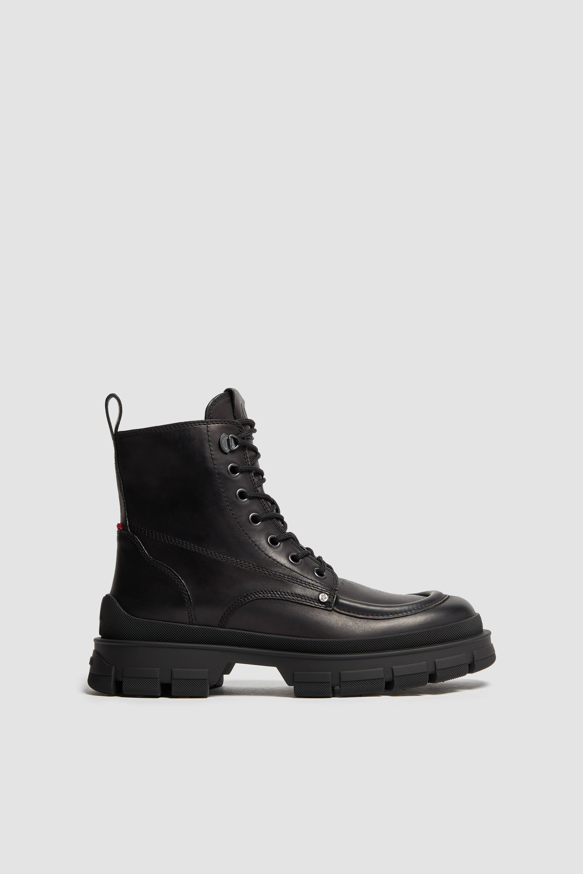 Black Hevea City Leather Lace Up Boots Boots for Men Moncler PL