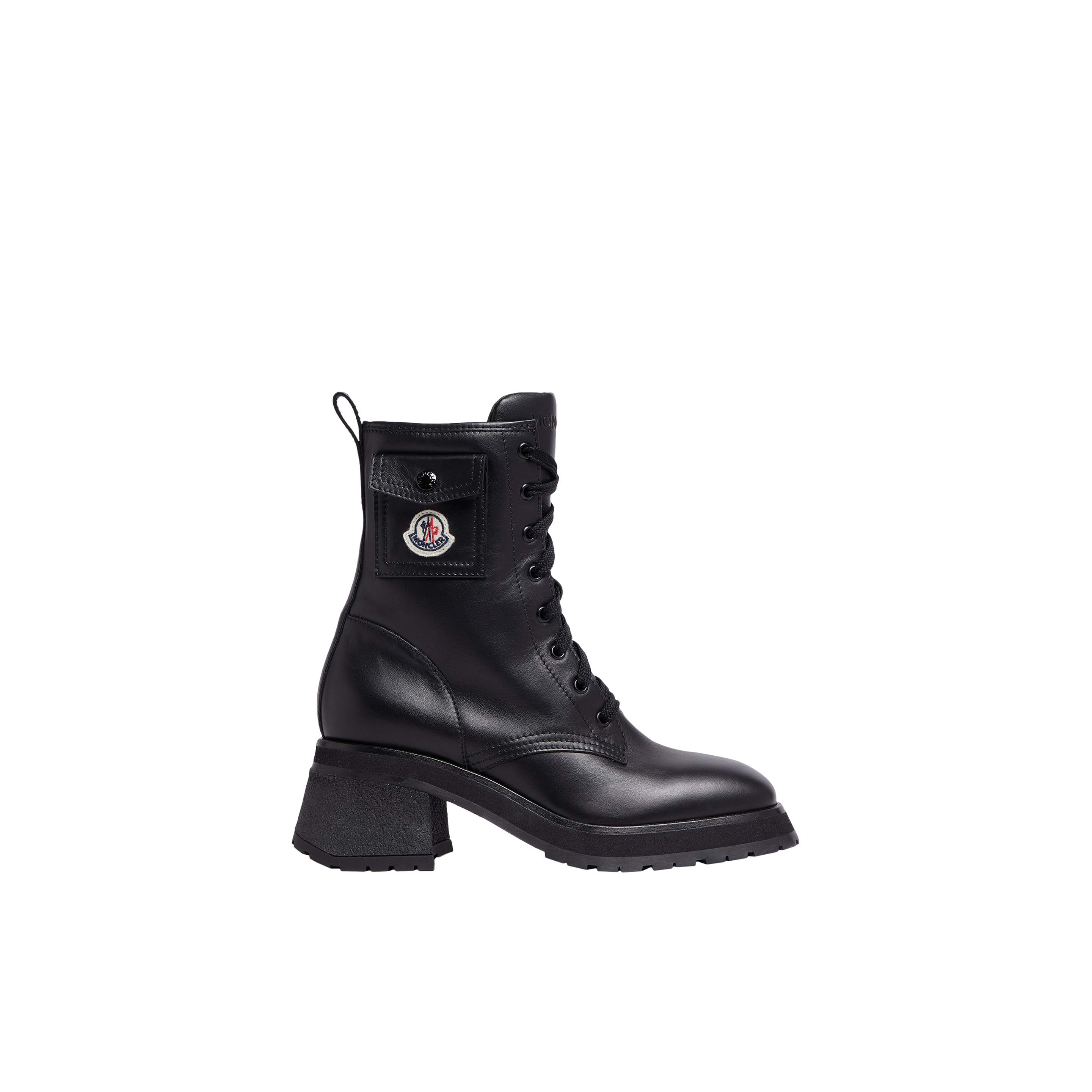 Shop Moncler Collection Bottes Gigi En Cuir À Lacets In Noir