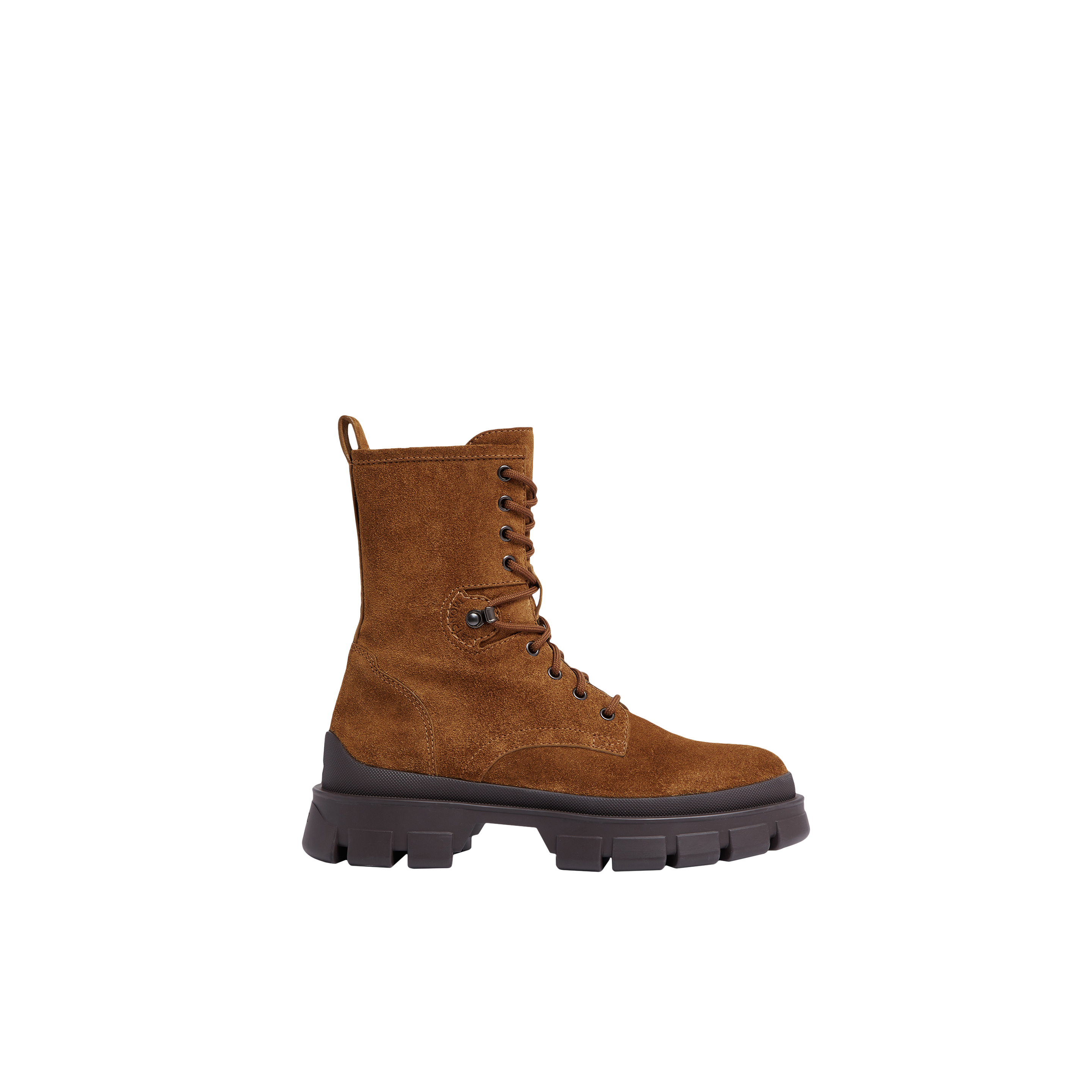 Shop Moncler Collection Bottes En Daim À Lacets Hevea In Brown