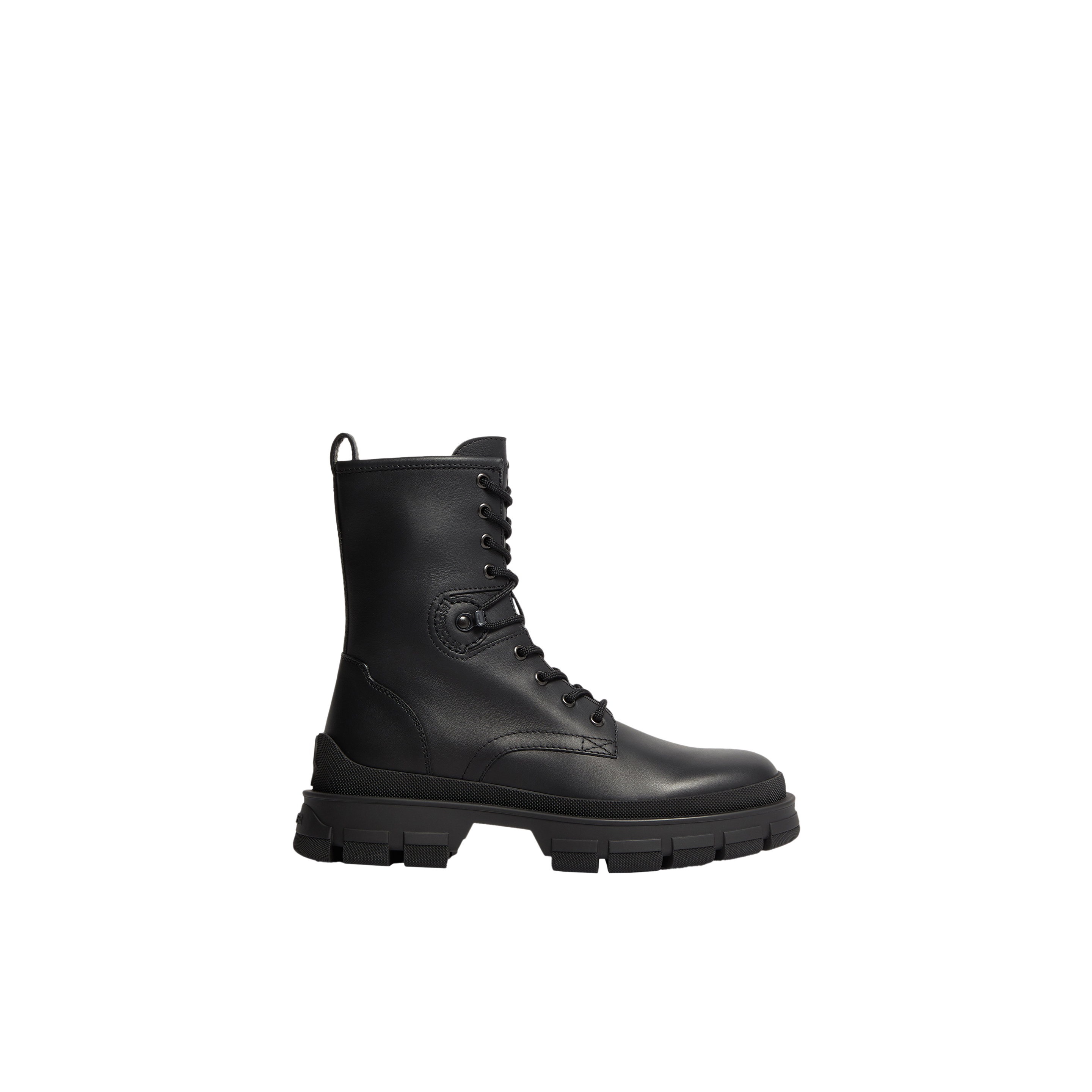 Shop Moncler Collection Hevea Leather Lace-up Boots Black