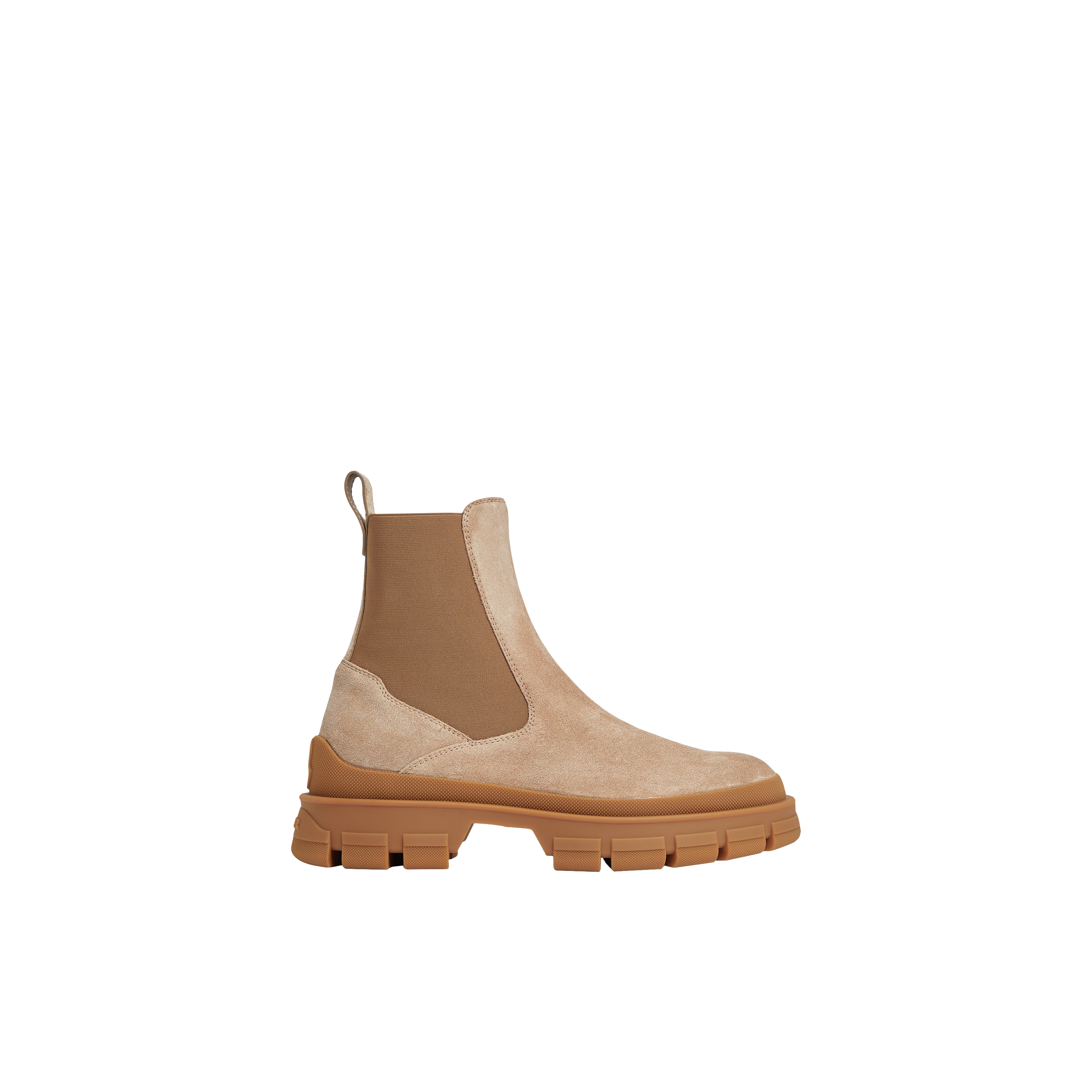 Shop Moncler Collection Bottes Chelsea En Daim Hevea In Beige