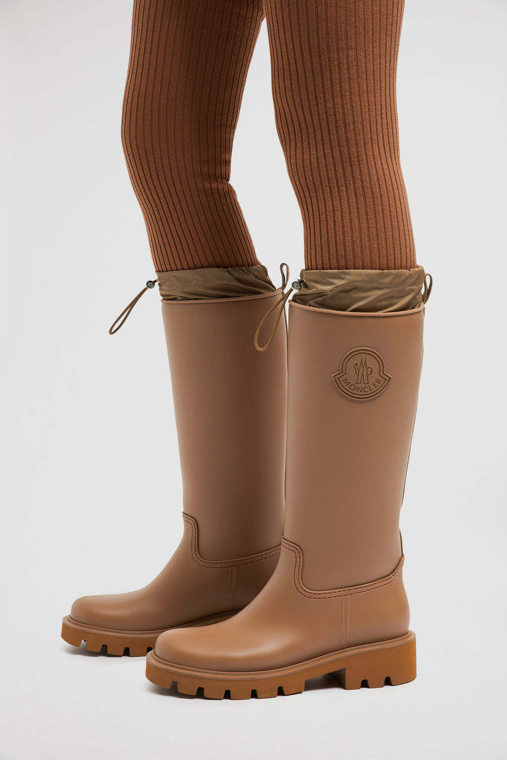 Moncler 'Kickstream' Light Brown Pvc Rain Boots Women