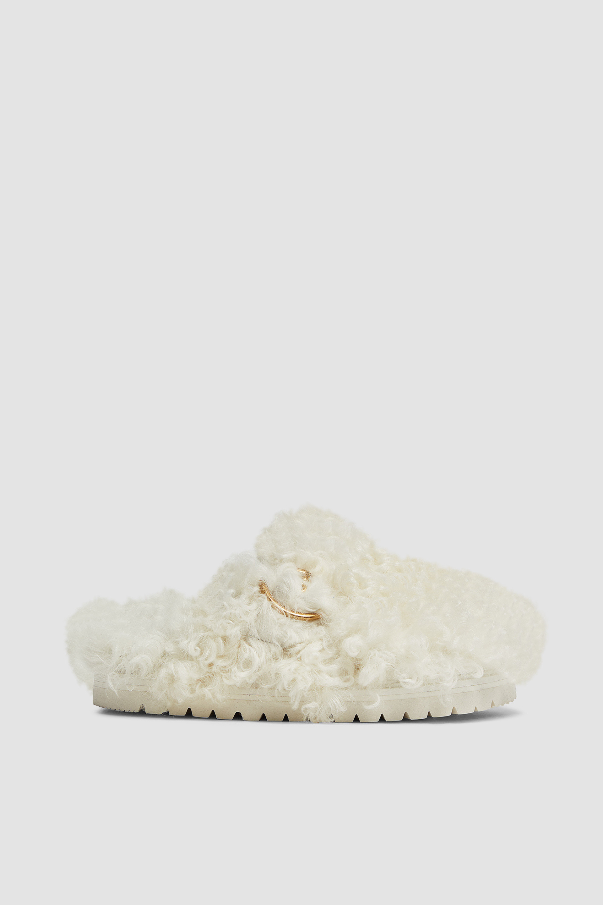 White Bell Shearling Mules - Sandals & Sliders for Women