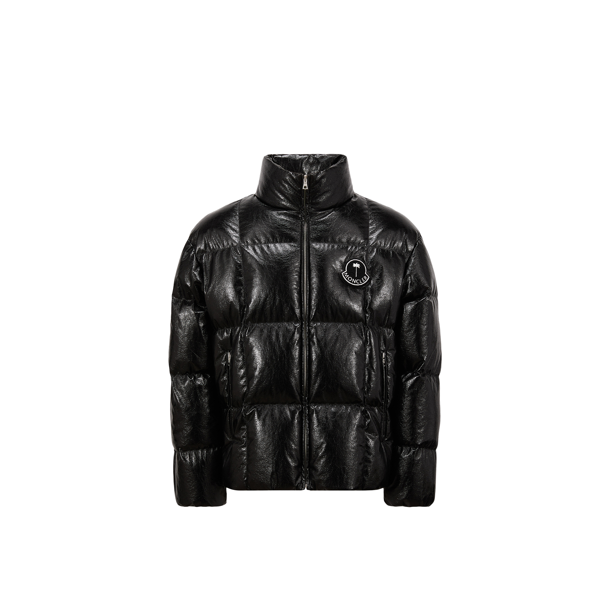 Moncler X Palm Angels Simoom Short Down Jacket Black In Gray