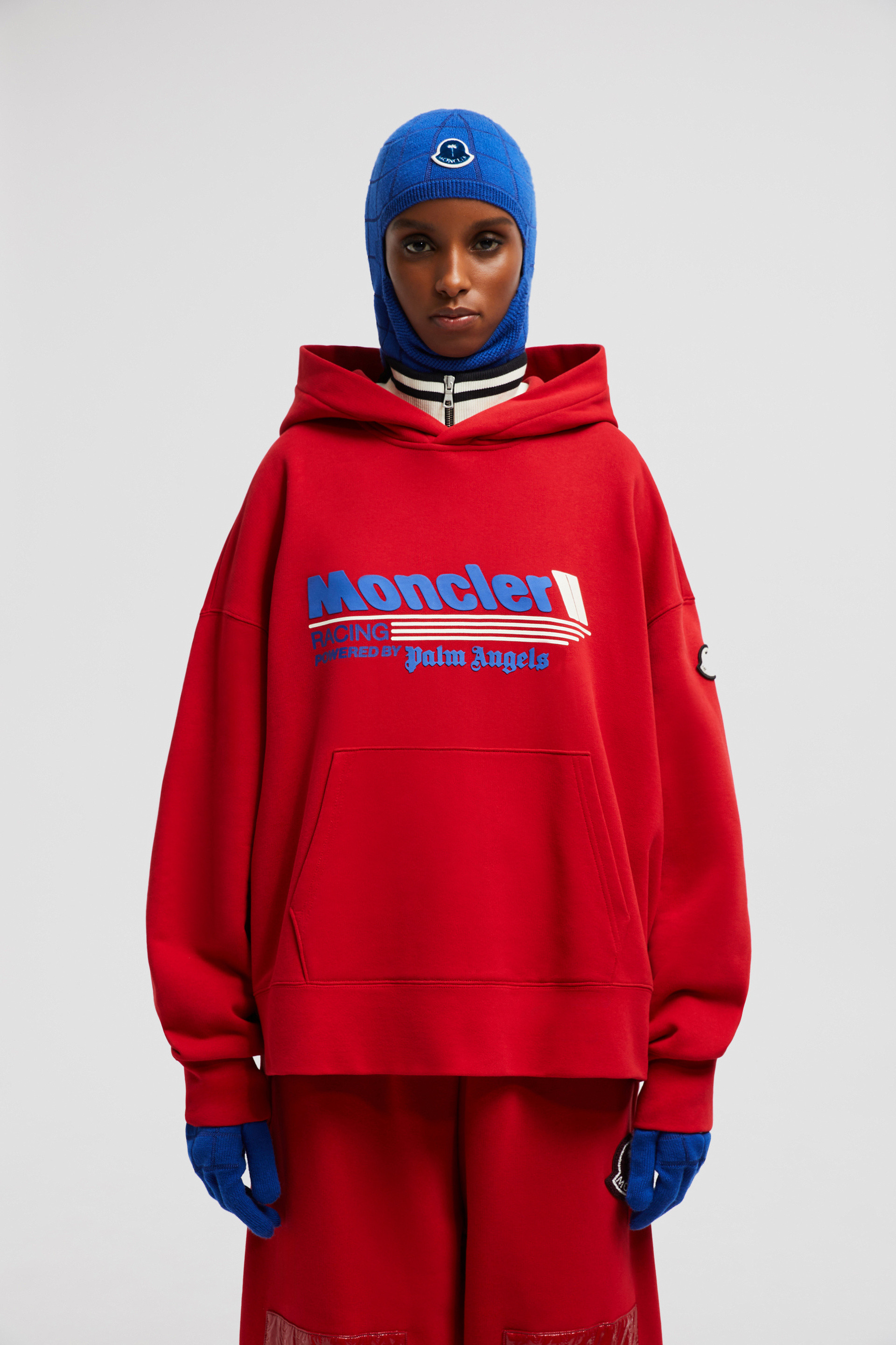 Red moncler hoodie on sale