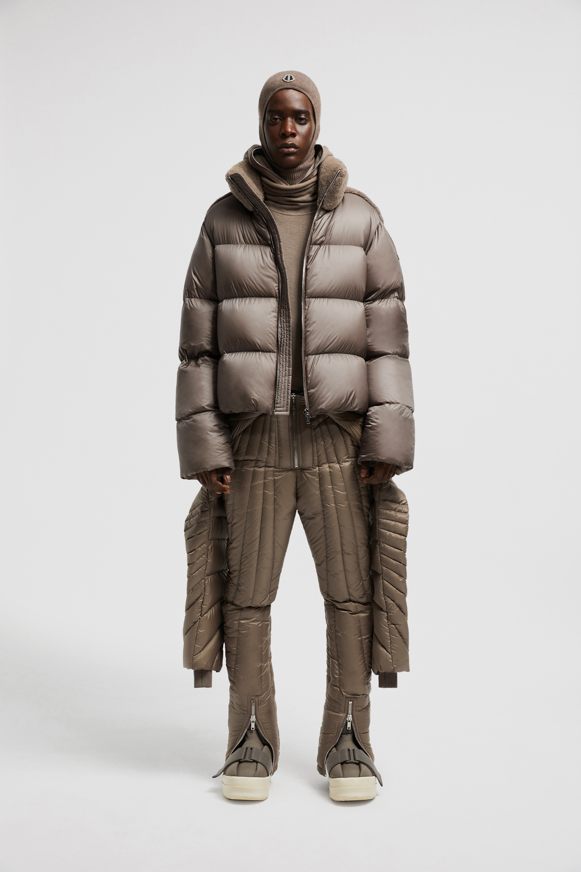 Taupe Moncler Rick Owens Cyclopic Shearling Short Down Jacket Short Down Jackets for Men Moncler US