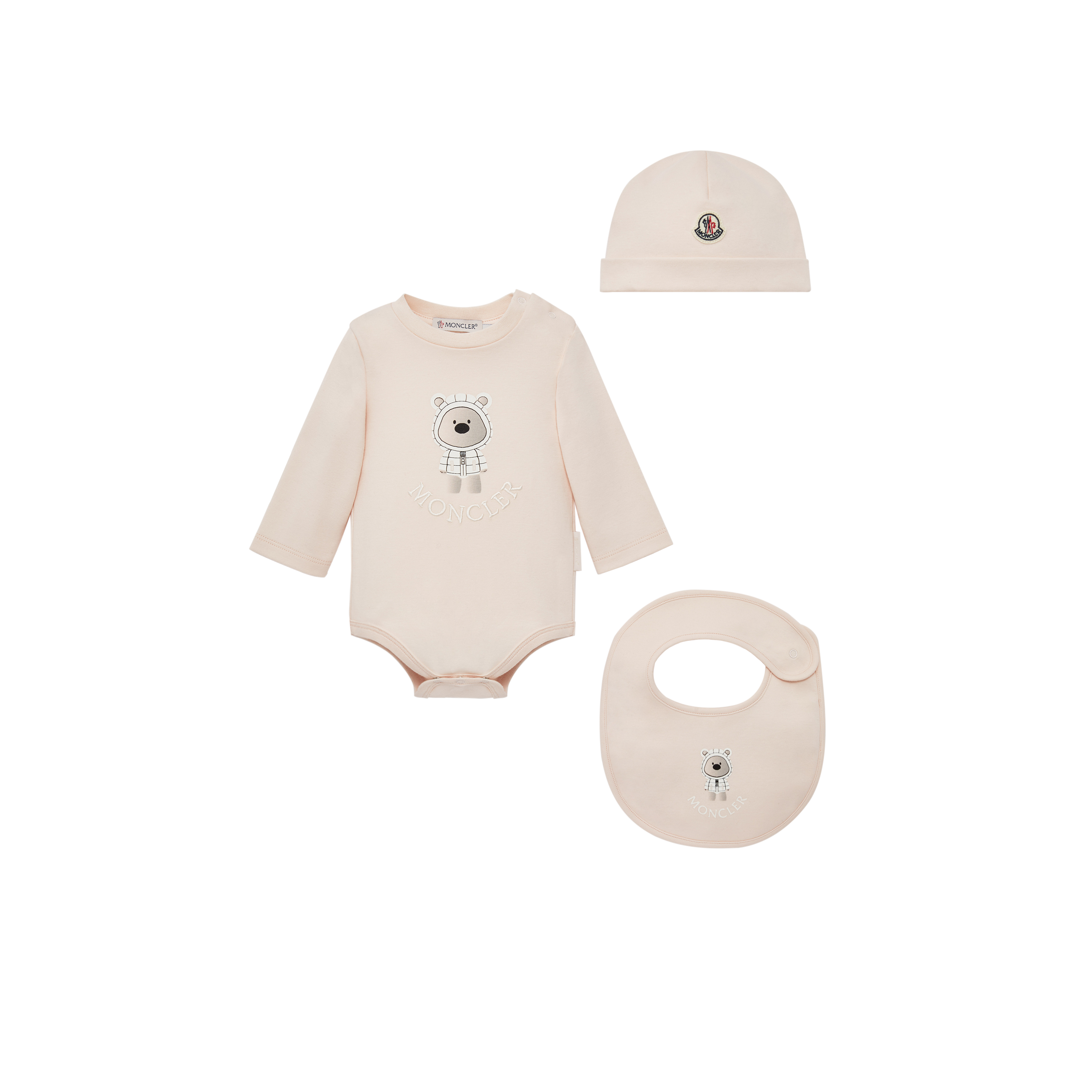 MONCLER ENFANT Teddy Bear Motif Set, Boy, Pink, Size: 3/6M