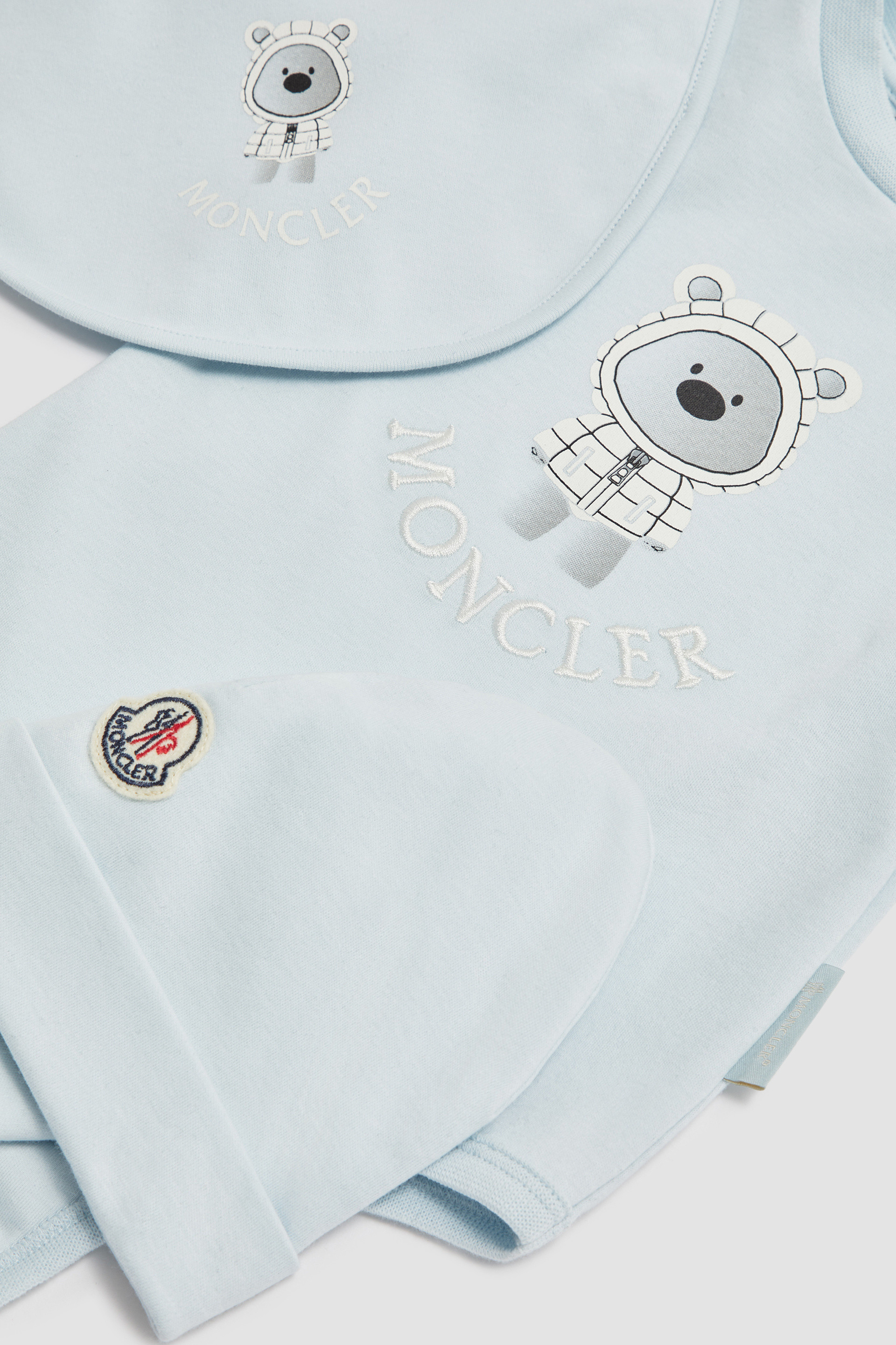 MONCLER ENFANT Teddy Bear Motif Set male Light Blue Size 1 3M