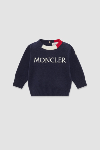 Indigo Blue Embroidered Logo Wool Cashmere Jumper Clothing for Children Moncler HK