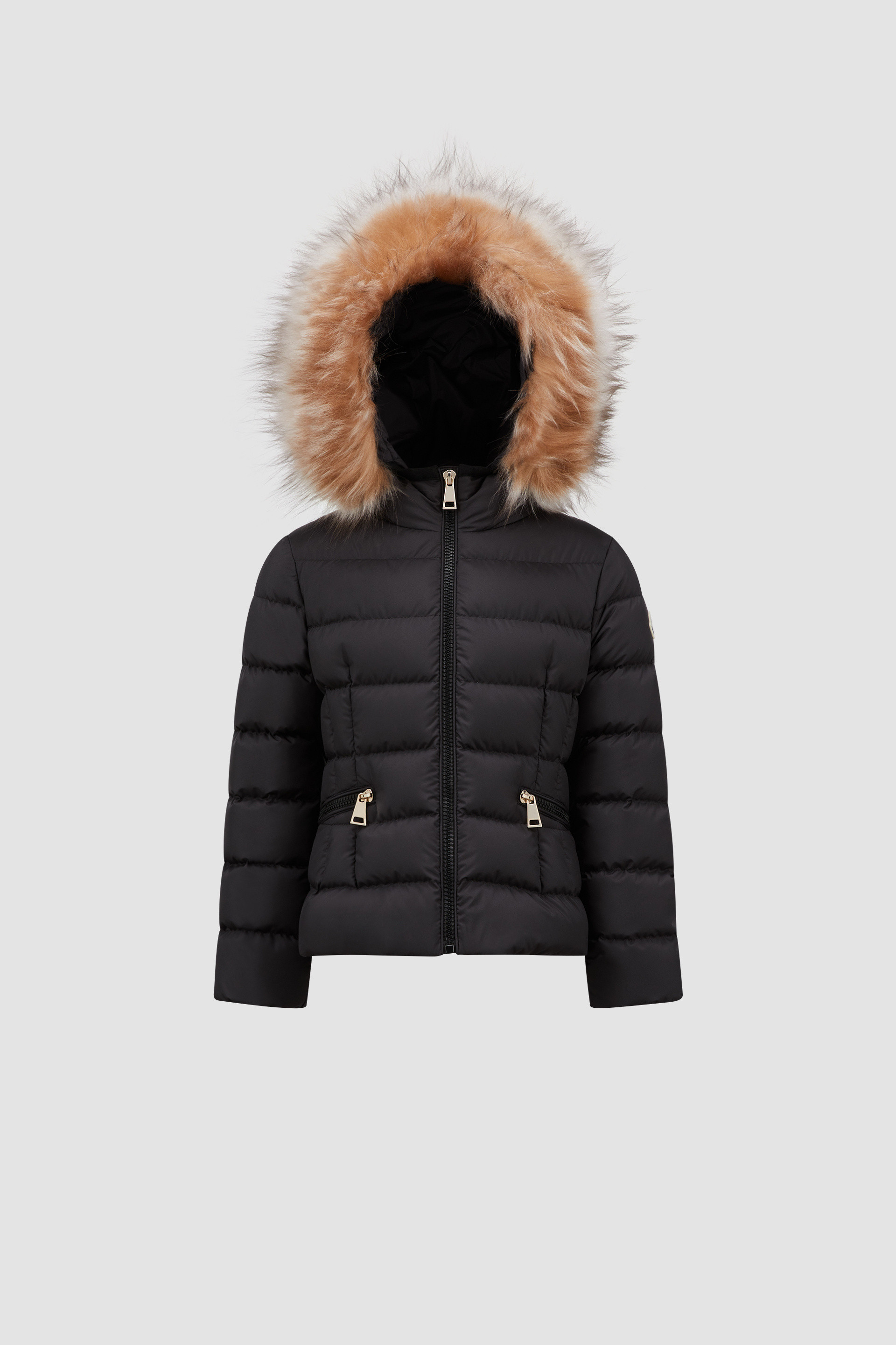 Black Boedette Hooded Shearling Down Jacket Down Jackets Vests for Children Moncler PL