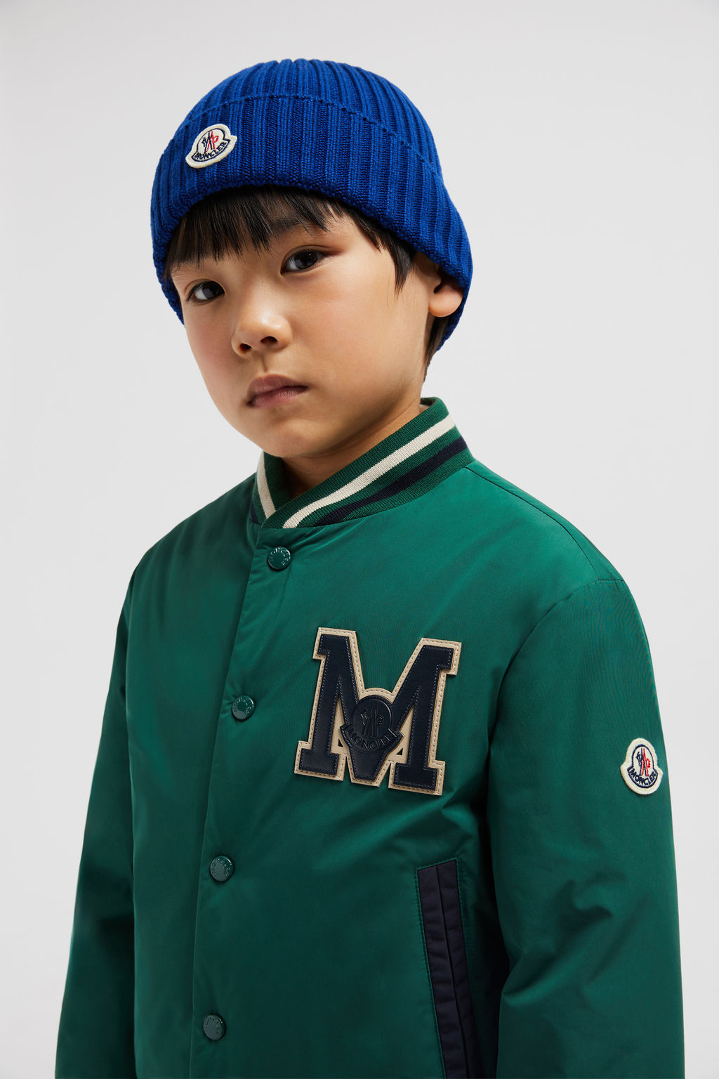 Moncler Enfant Boys Wool Beanie Hat in Green