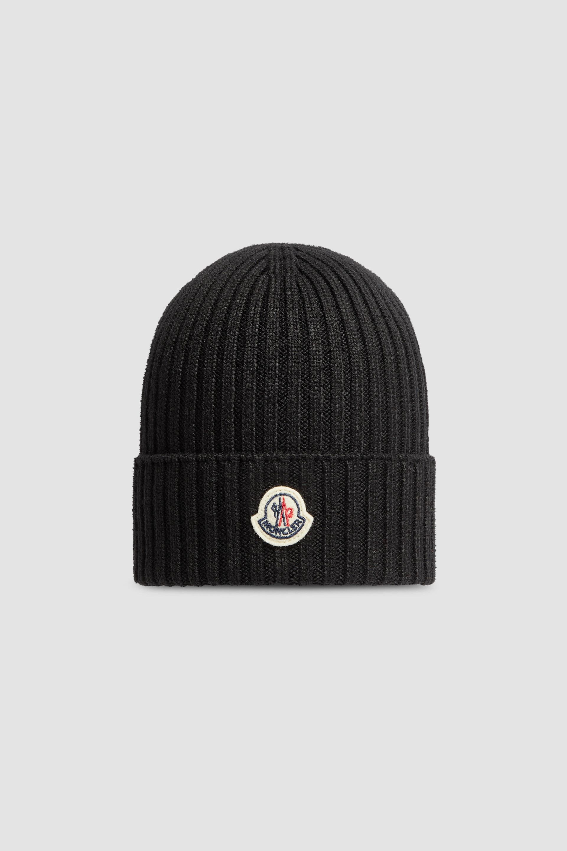 Black Wool Beanie Accessories Shoes for Children Moncler EE