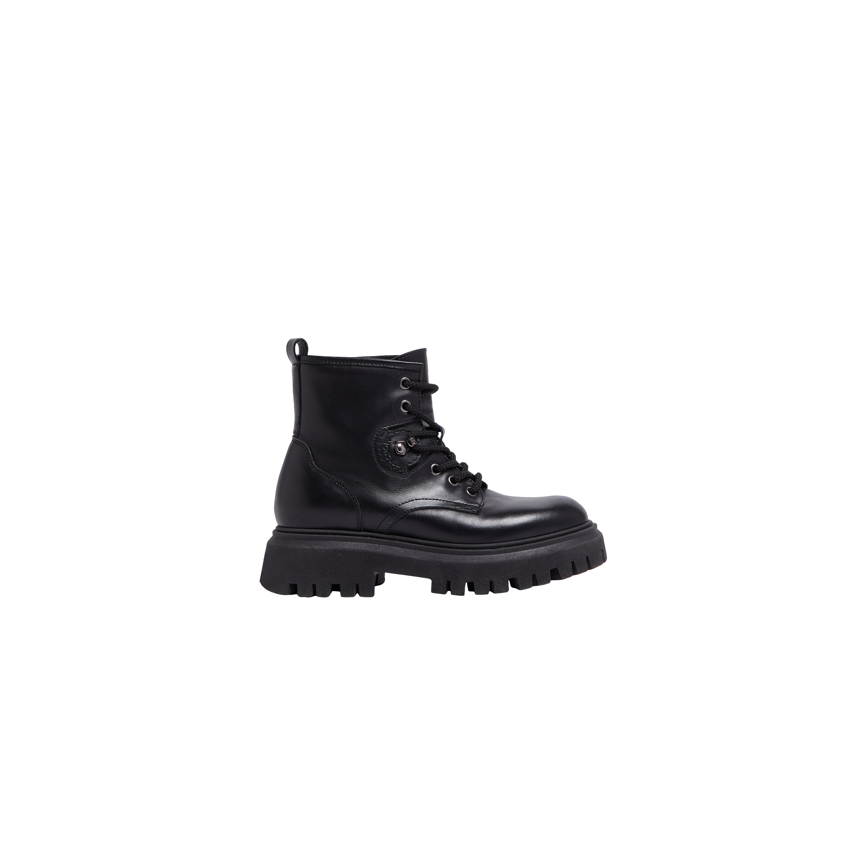 Shop Moncler Bottes En Cuir À Lacets Petit Hevea In Black