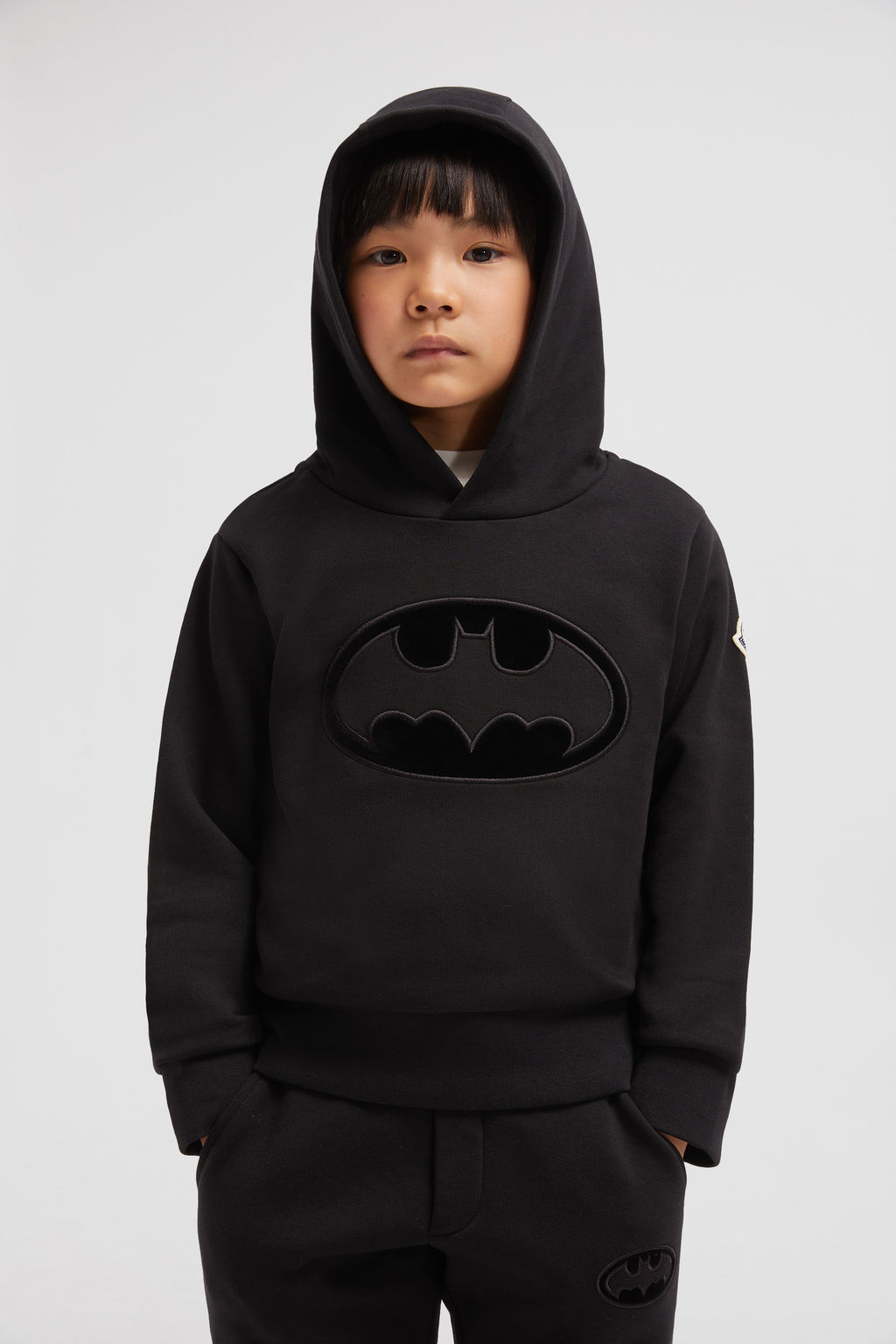 Black Batman Logo Hoodie - Sweatshirts & Knitwear for Children | Moncler US