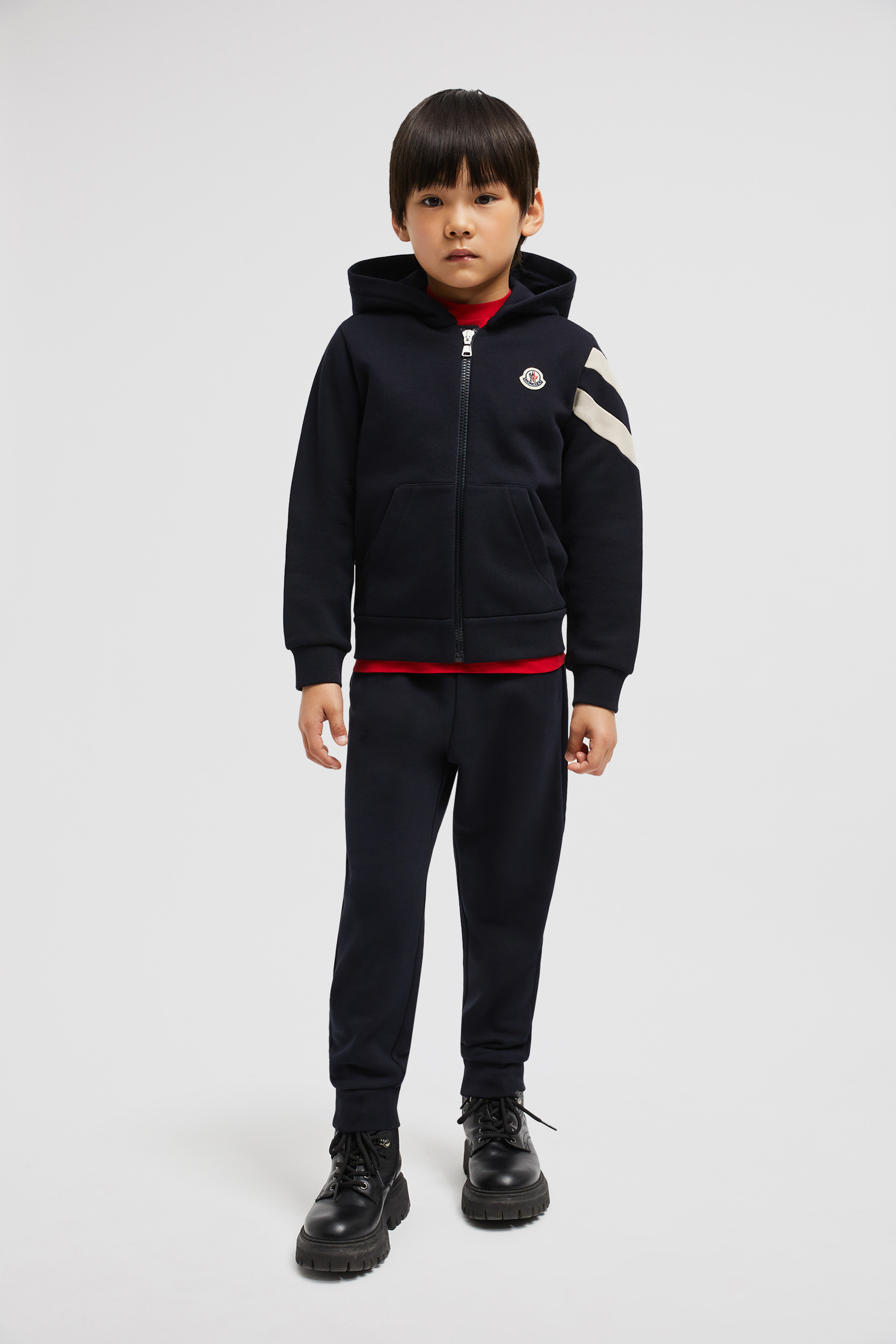 Night Blue Logo Cotton Tracksuit Set Trousers Tracksuits for Children Moncler DK