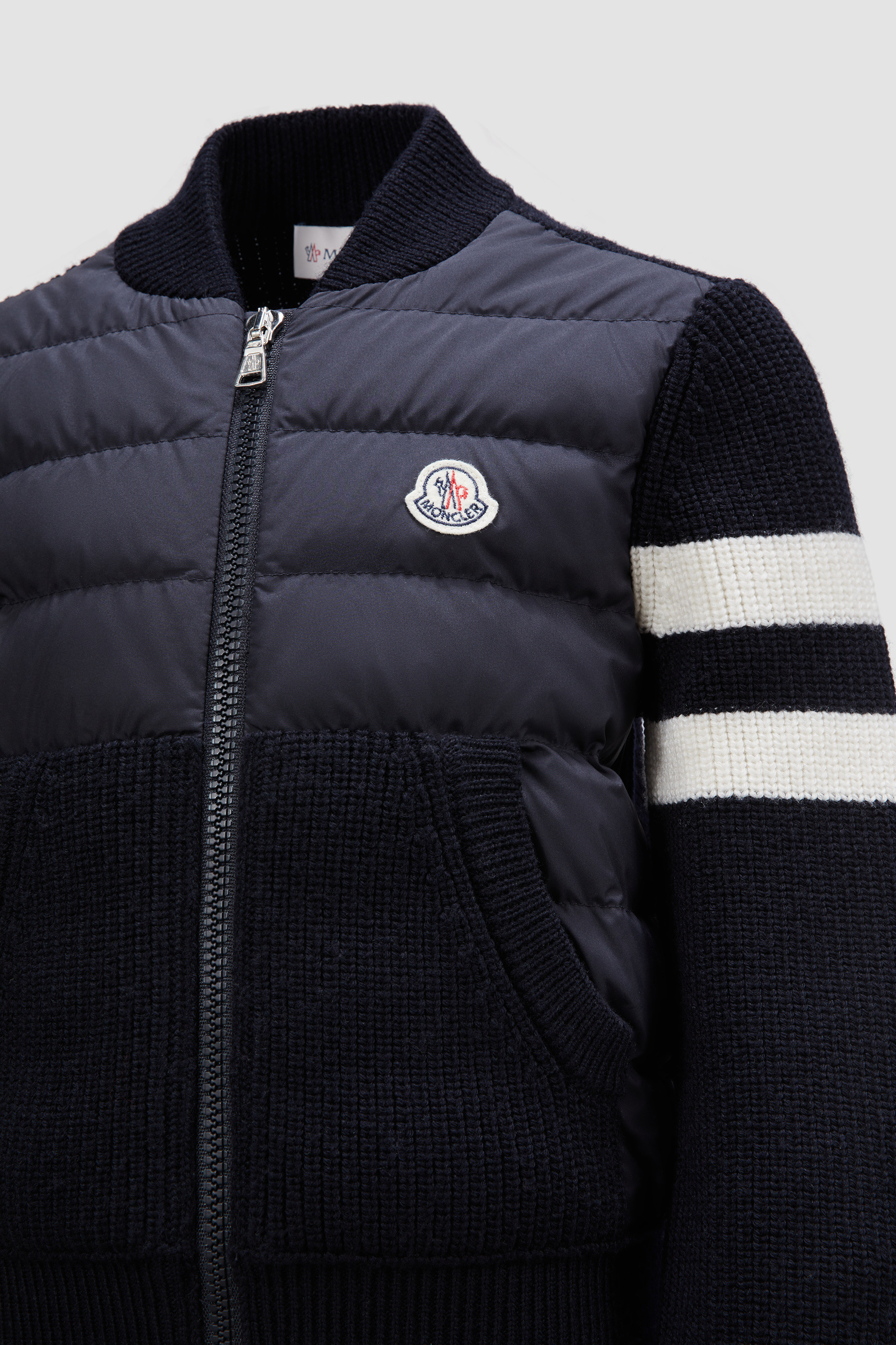 Royal Blue Padded Wool Blend Zip-Up Cardigan - Sweatshirts