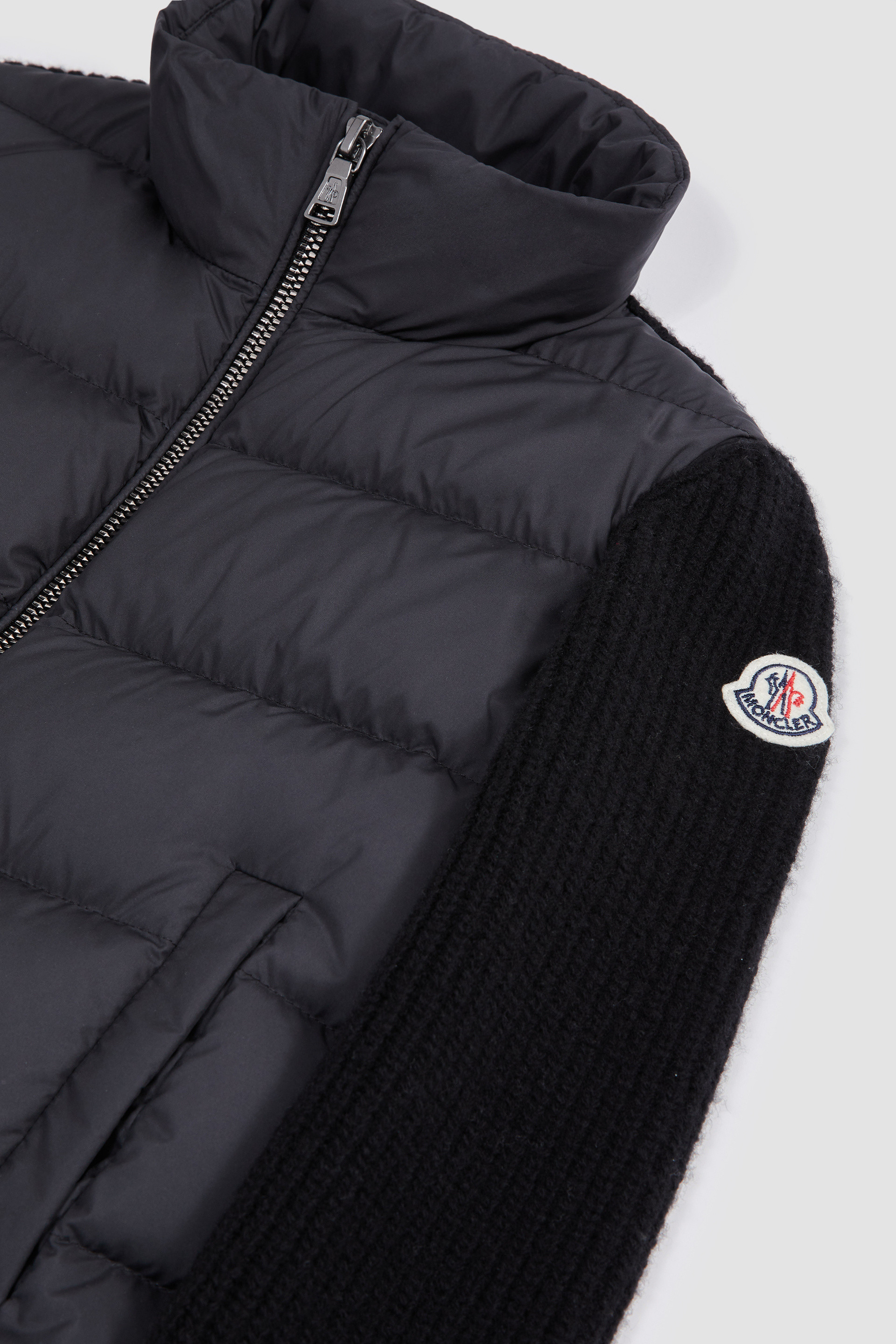 MONCLER ENFANT Boys Black Down Padded Wool Zip Up Top