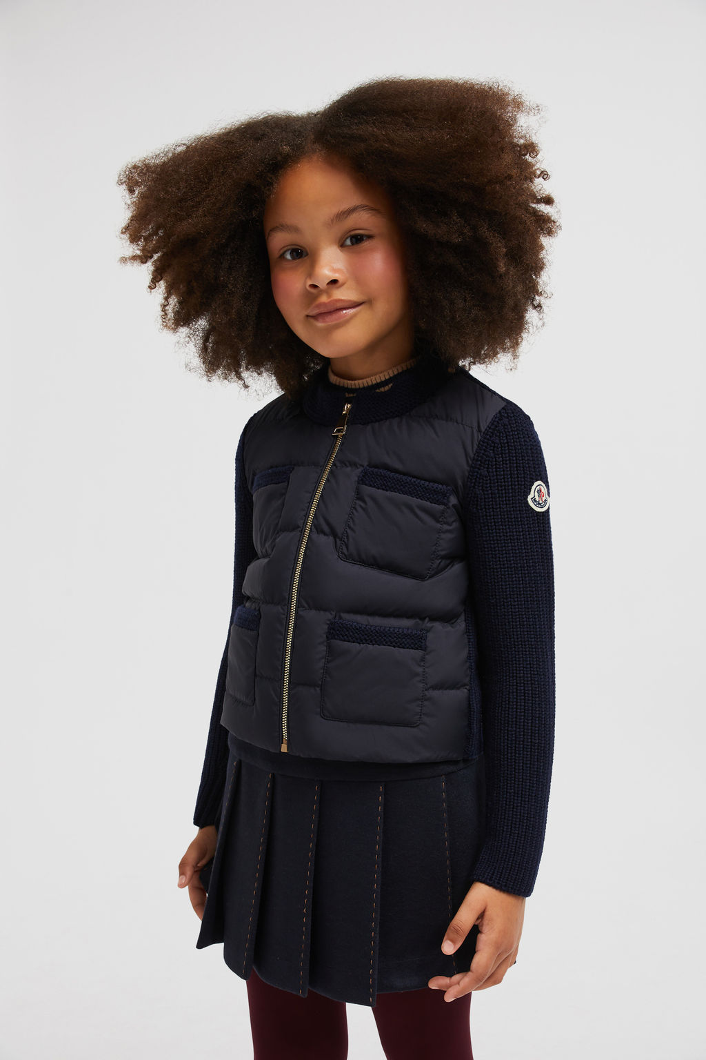 Moncler Enfant Girls Logo Zip Skirt in Blue