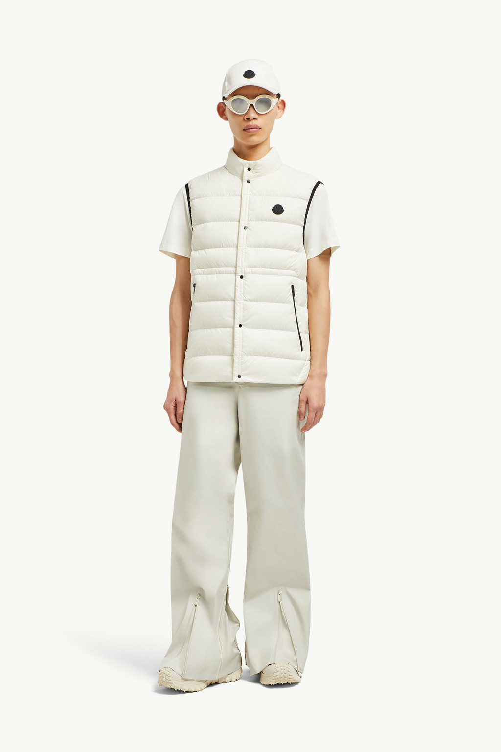 Gilet imbottito in piuma Plaret Uomo Bianco Avorio Moncler 1