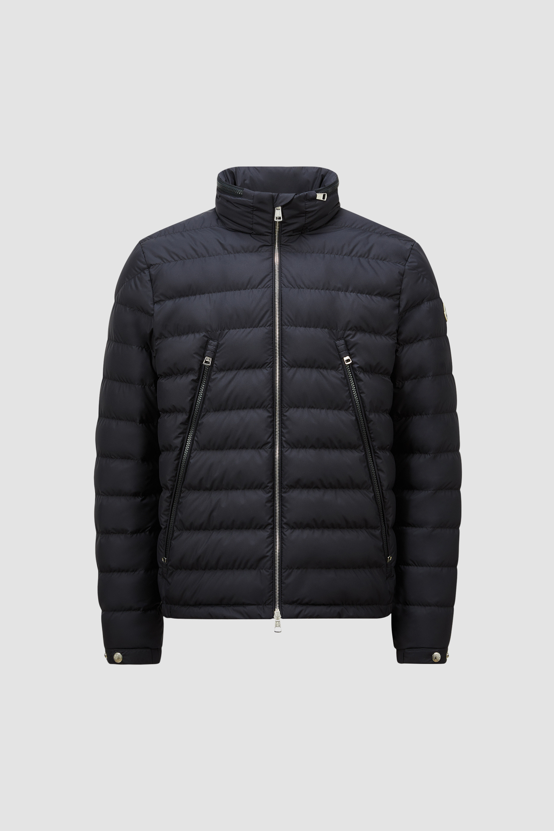 Navy Blue Alfit Hooded Short Down Jacket Short Down Jackets for Men Moncler US