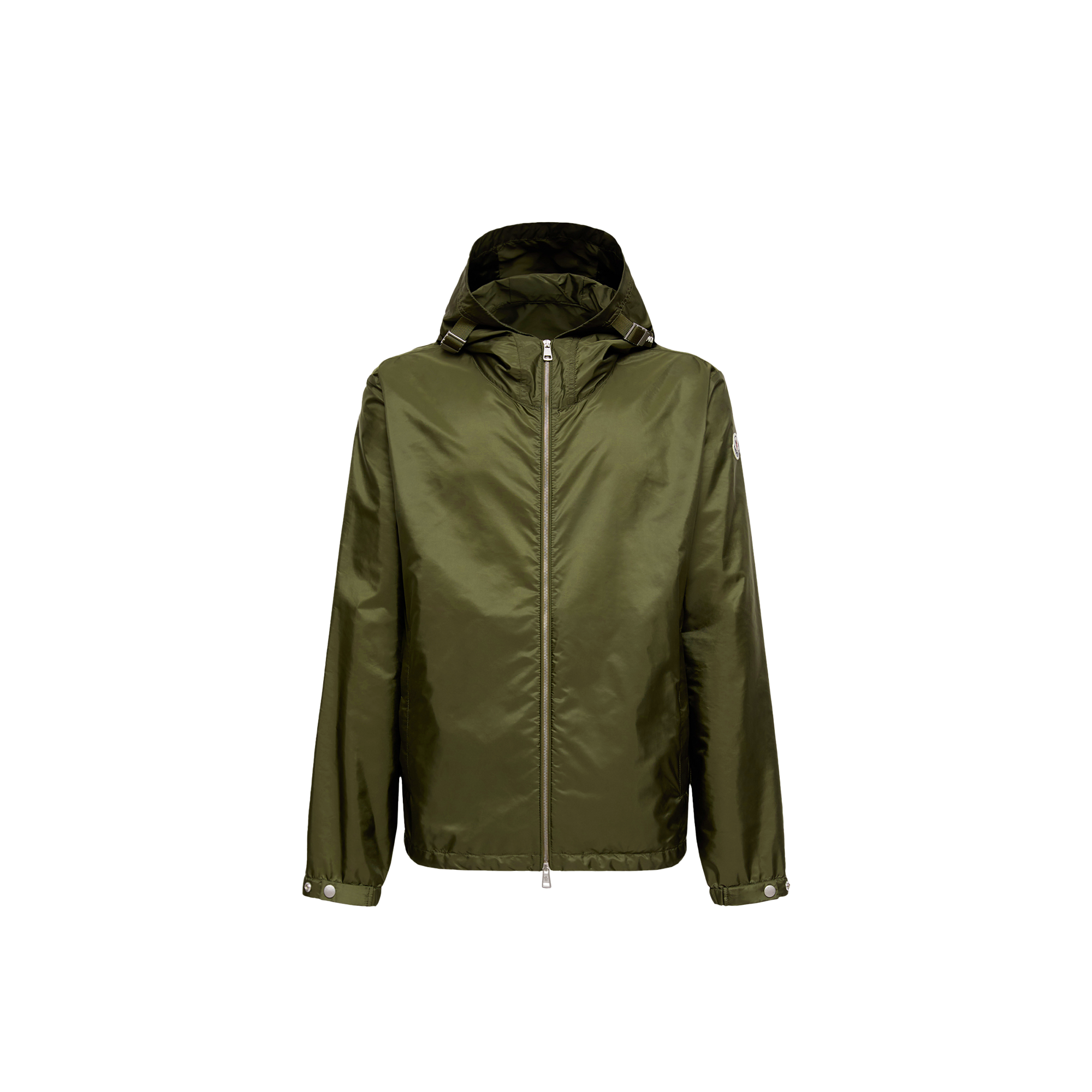 Moncler Lightweight Hooded Windbreaker With Adjustable Cuffs In Green