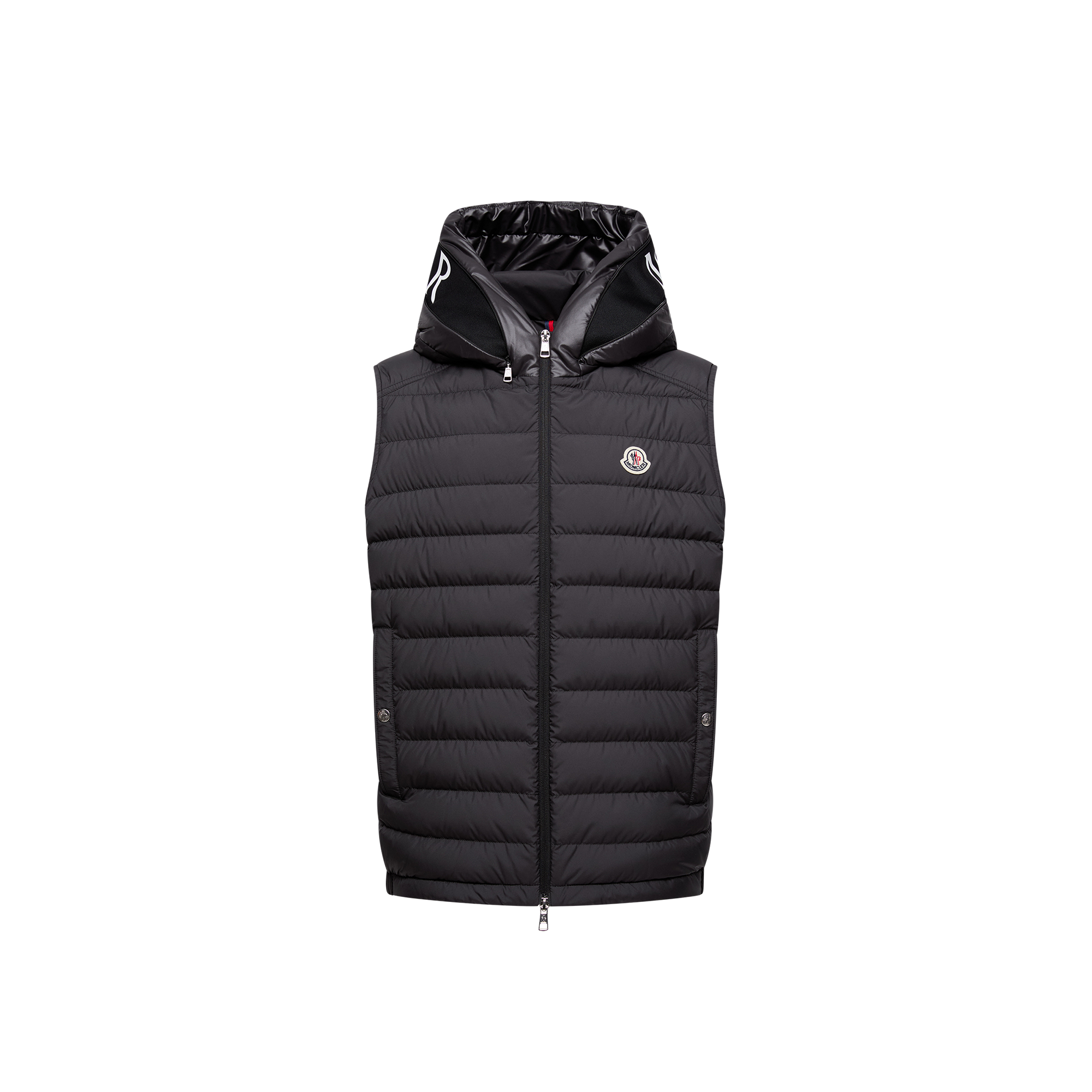 Moncler Sleeveless Hooded Padded Down Jacket With Side Pockets In Black