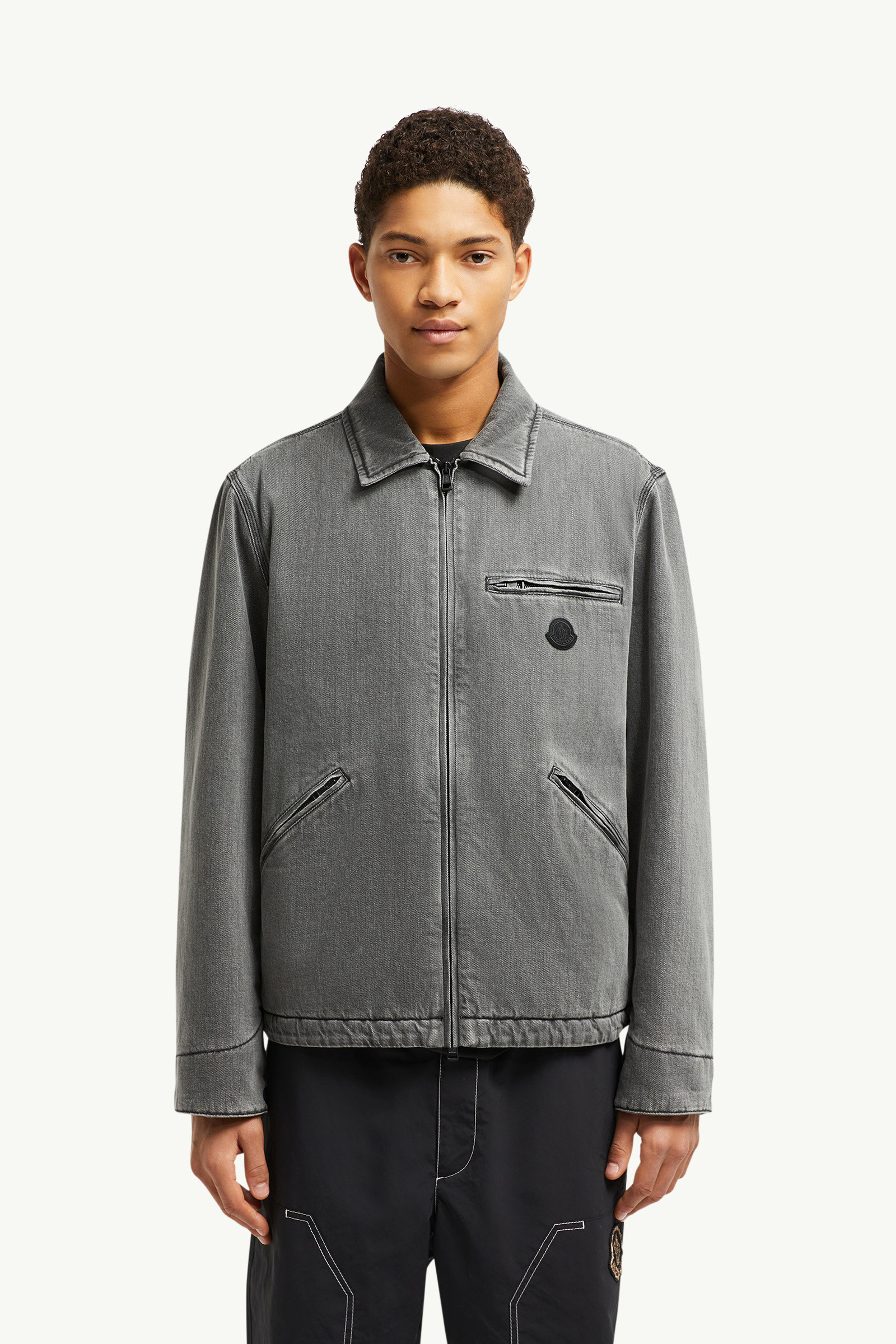 Acate Padded Denim Shirt Jacket 関税込 Black Acate Padded Denim Shirt Jacket - Short Down Jackets