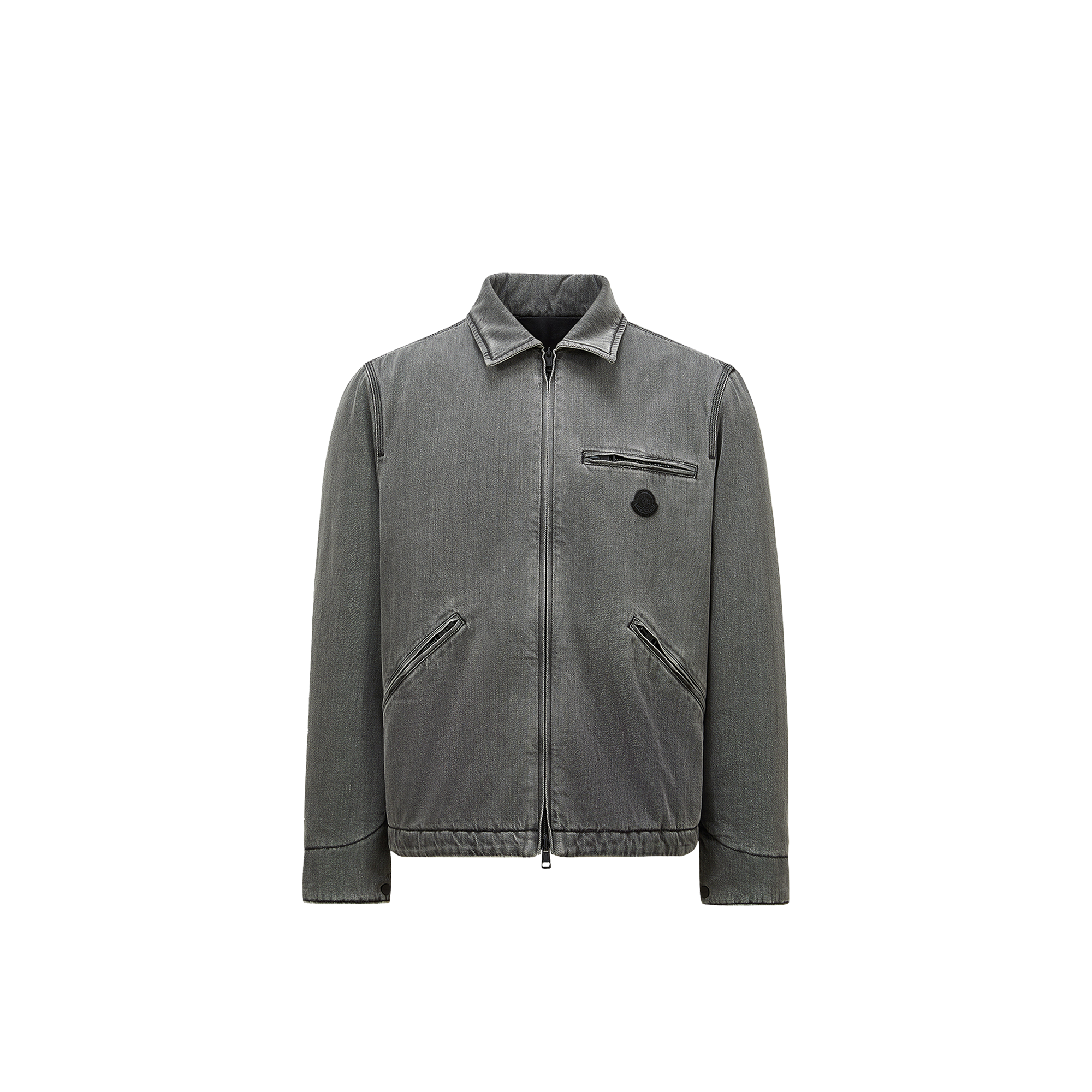 Moncler Surchemise Acate Matelassée En Denim In Noir