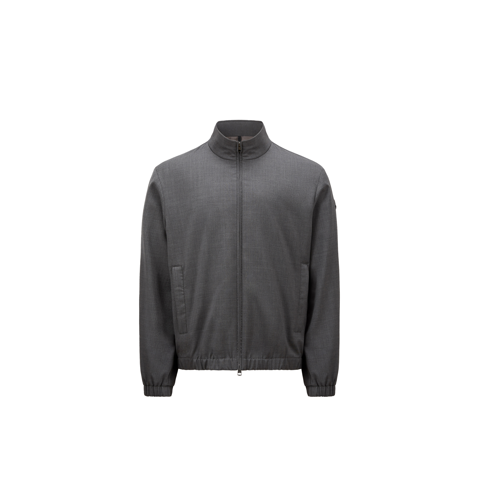 Moncler Cuffed High Collar Jacket In Grey