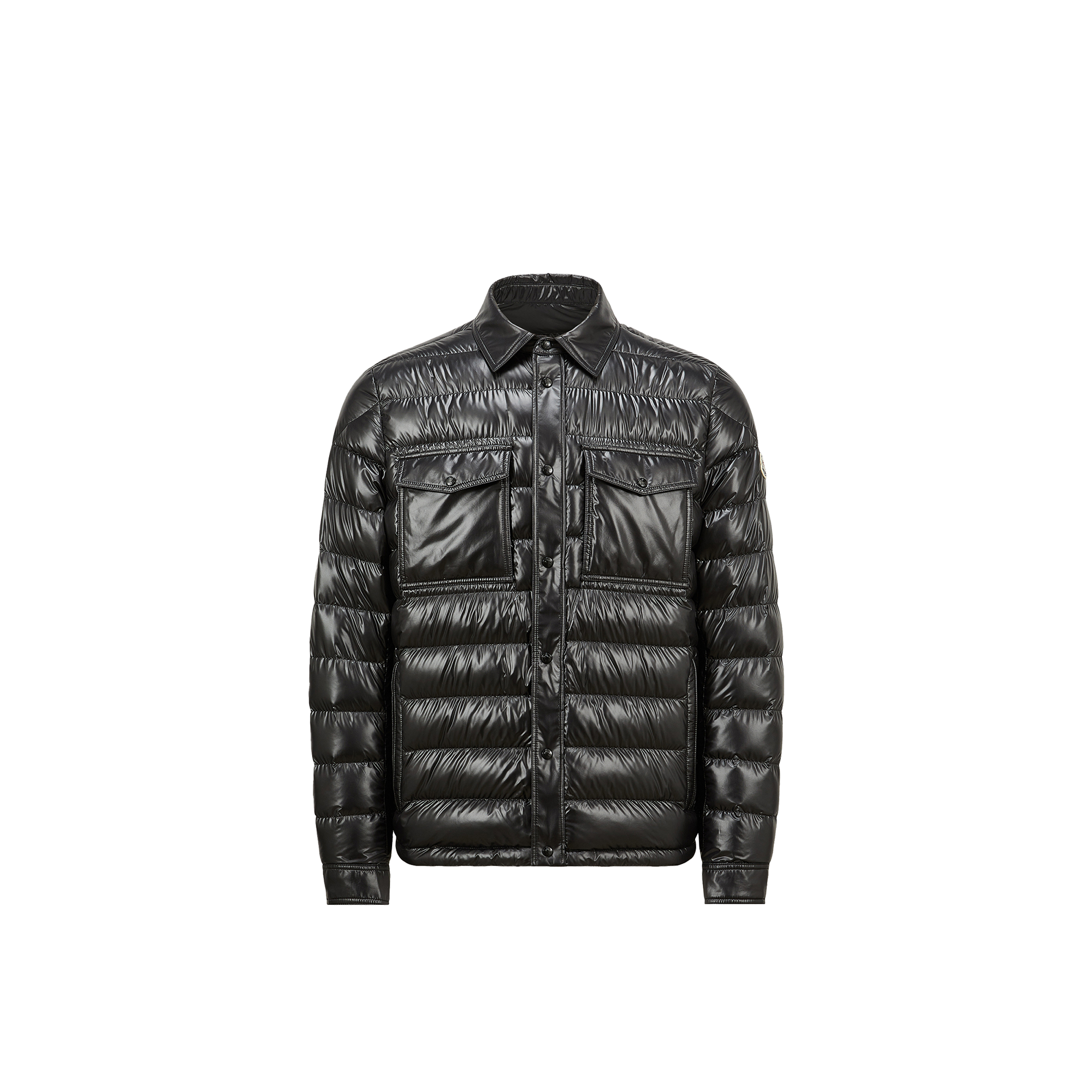 Moncler Blue Down Jacket With Front Press-stud Fastening In Black