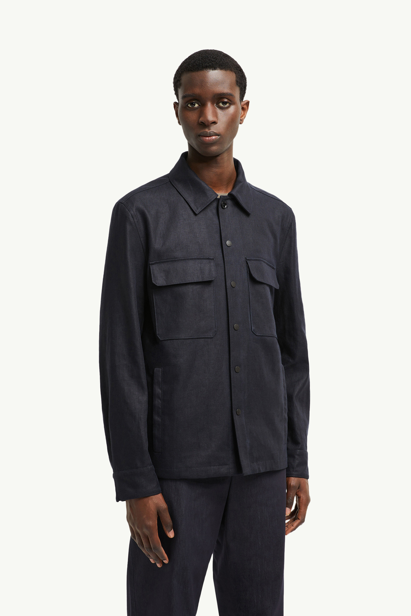 Moncler Callaqui Linen Shirt Jacket【関税込】 Dark Blue Callaqui Linen Shirt Jacket - Shirt Jackets for