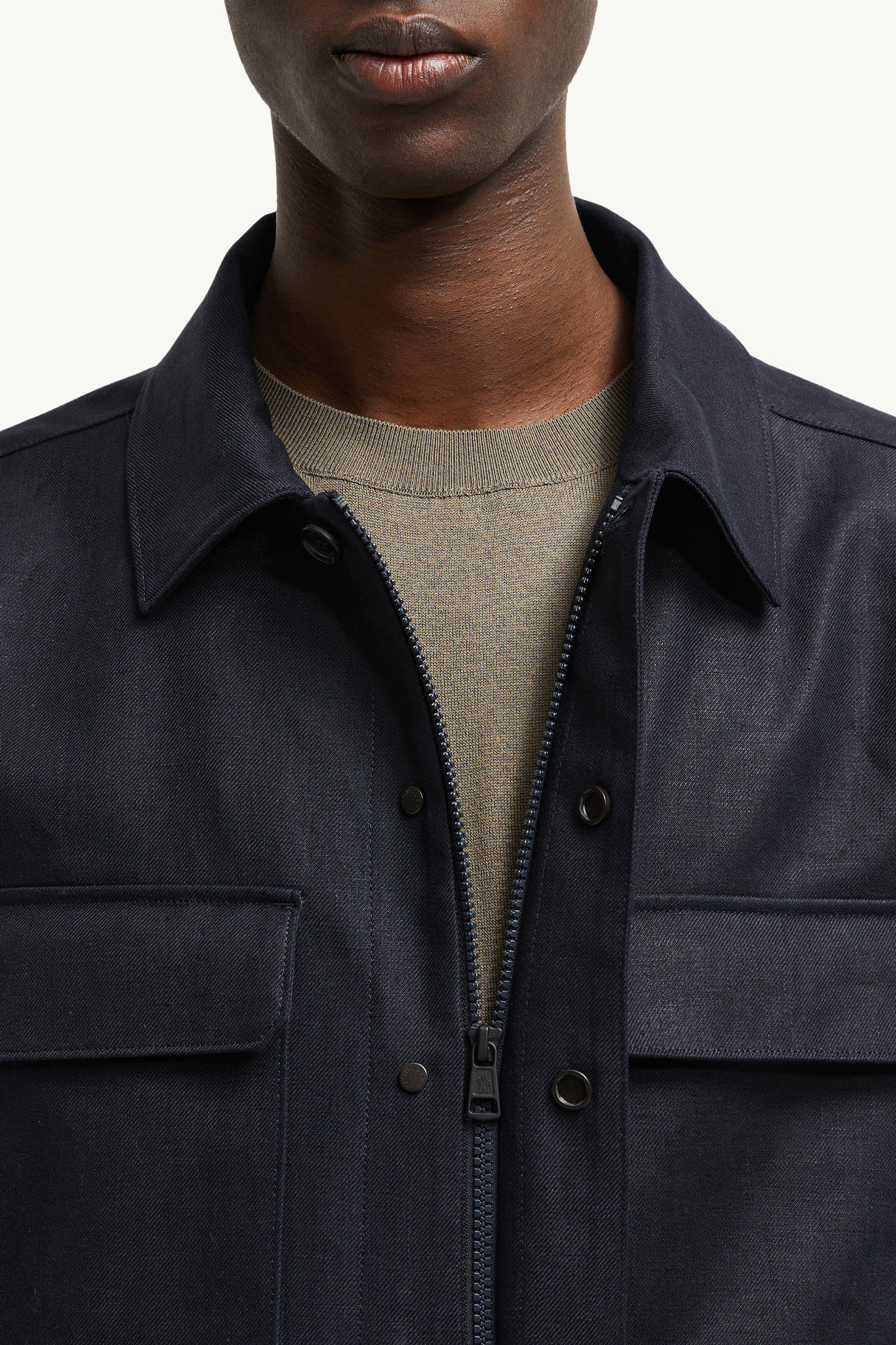 Dark Blue Callaqui Linen Shirt Jacket - Shirt Jackets for