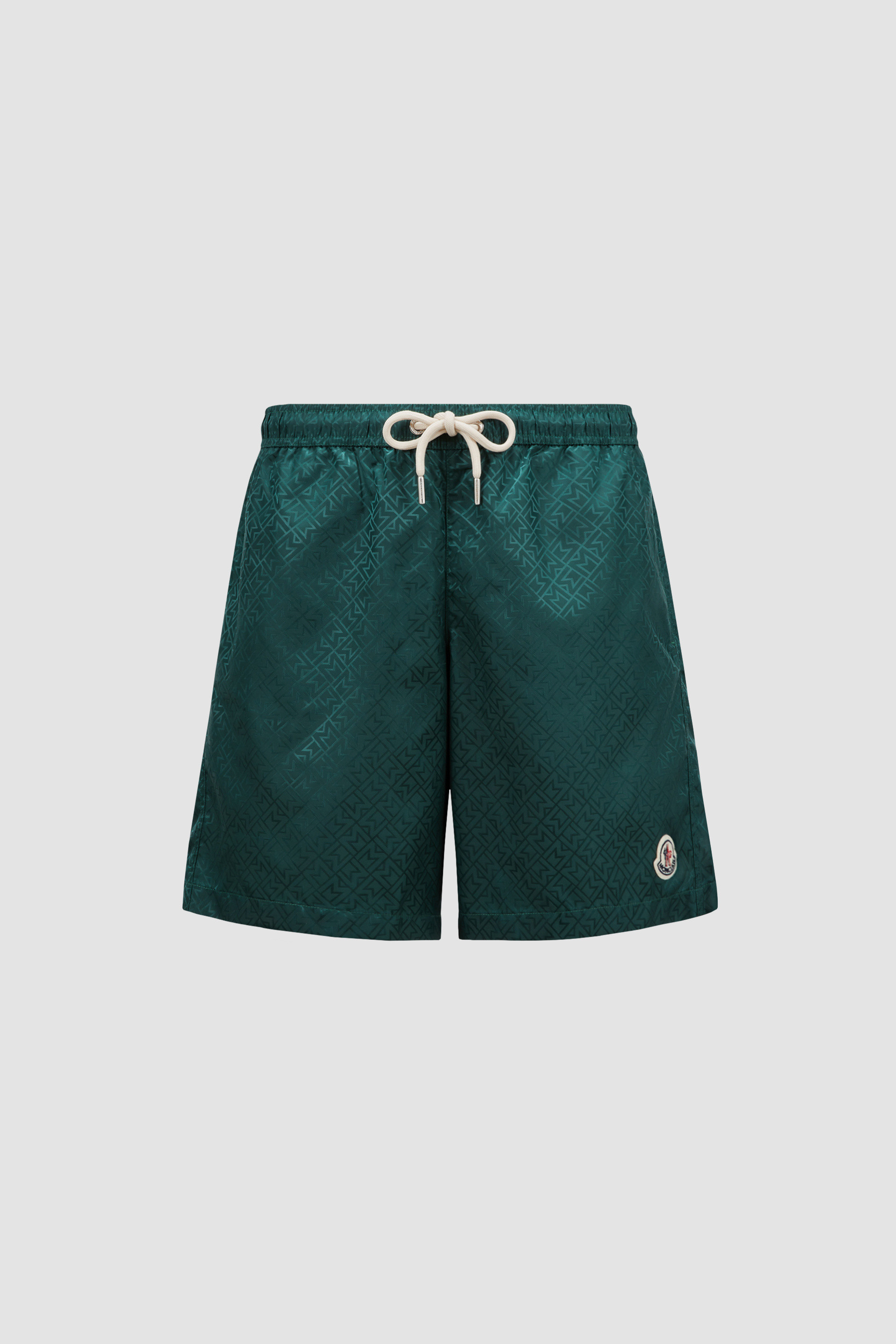 Emerald Green Monogram Jacquard Swim Shorts - Swimwear for