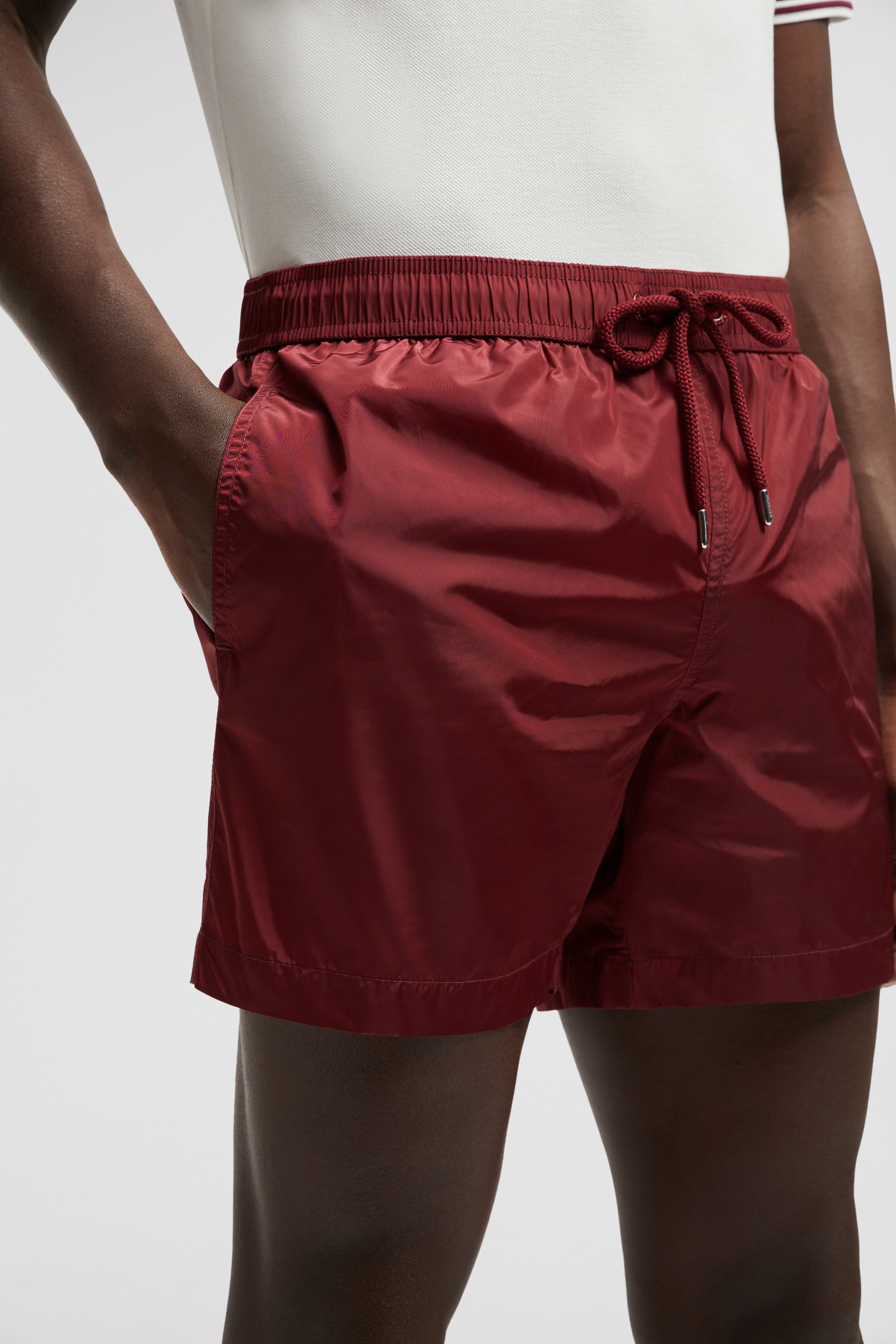 Red Logo Patch Swim Shorts Swimwear for Men Moncler US