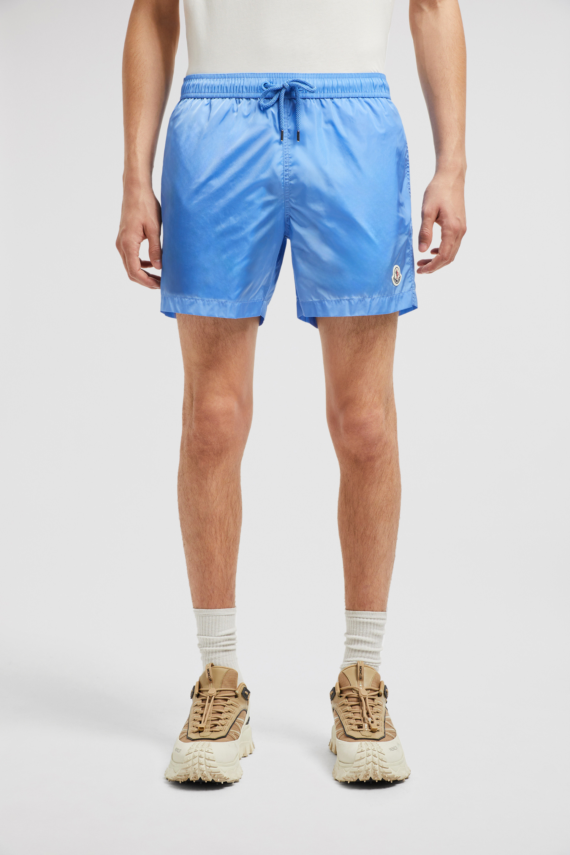 Light Blue Logo Patch Swim Shorts - Swimwear for Men