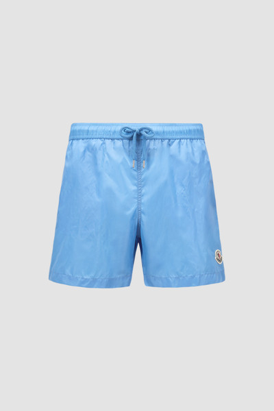 Light Blue Logo Patch Swim Shorts - Swimwear for Men