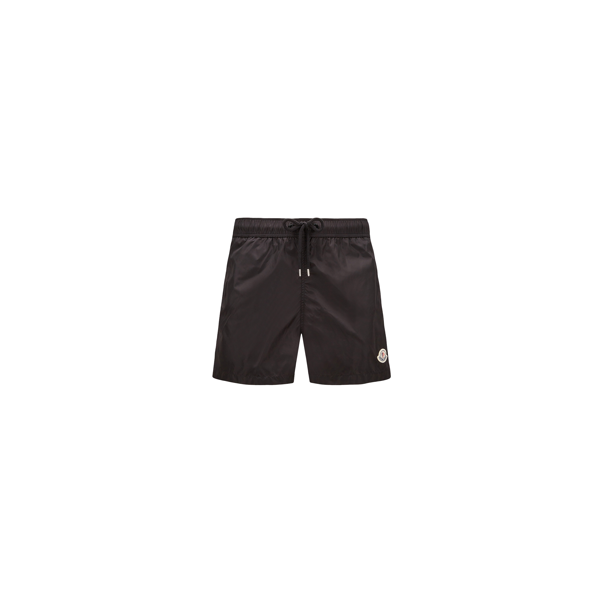 Moncler Logo Patch Swim Shorts With Elastic Waist In Black