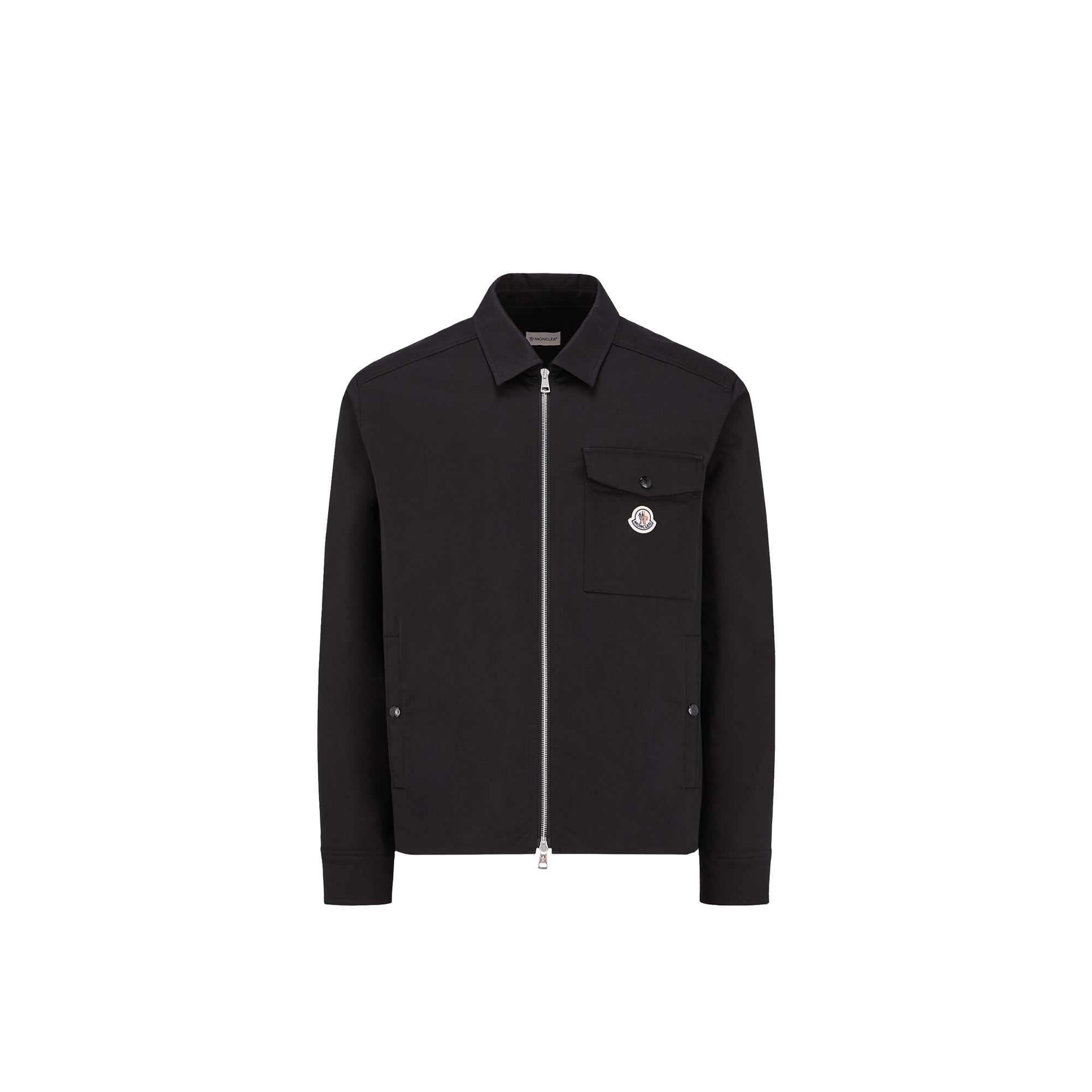 Moncler Cotton Gabardine Zip-up Shirt Jacket Black In Black