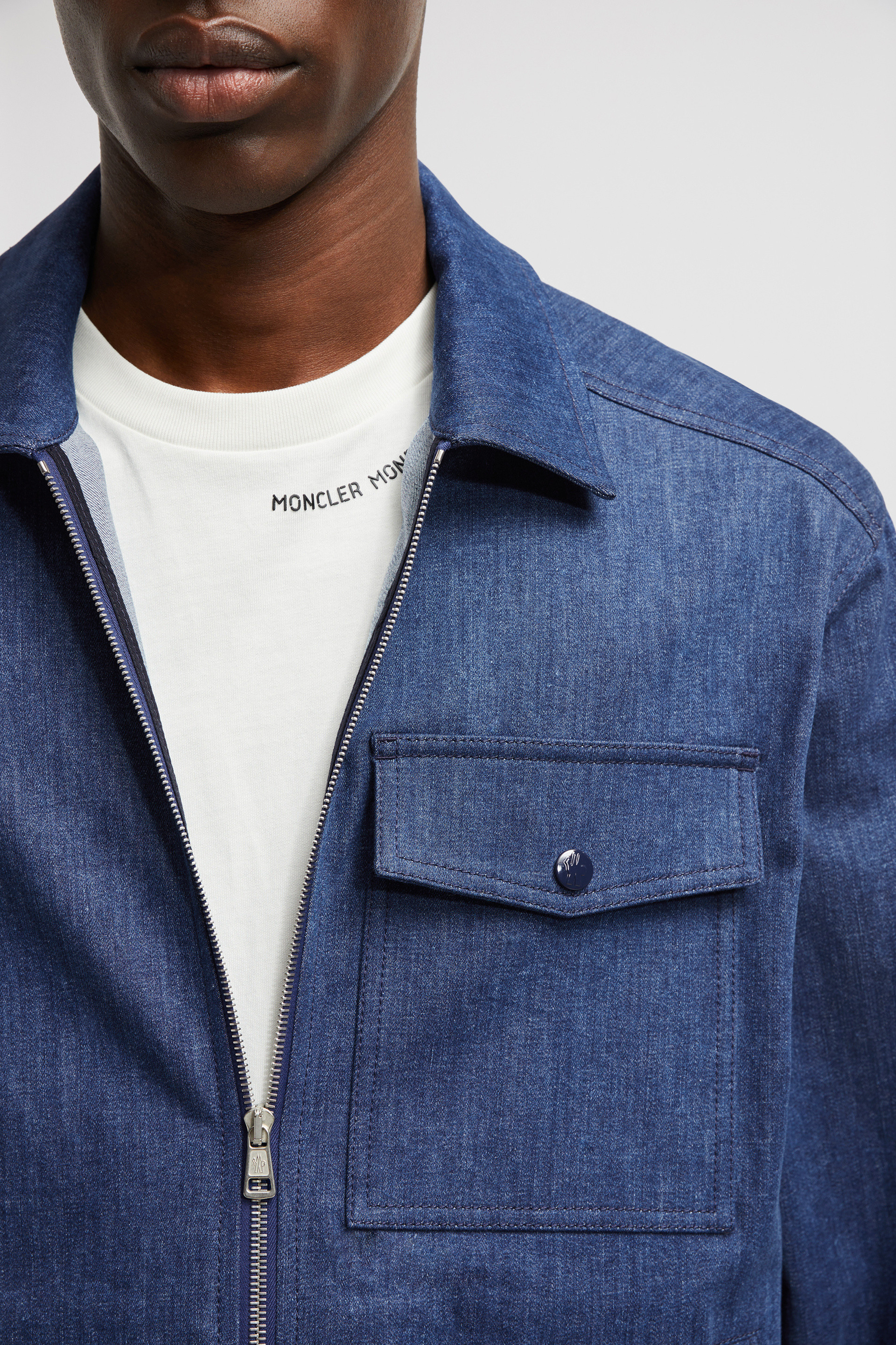 Denim Blue Denim Long Sleeve Zip-Up Shirt - Shirts for Men
