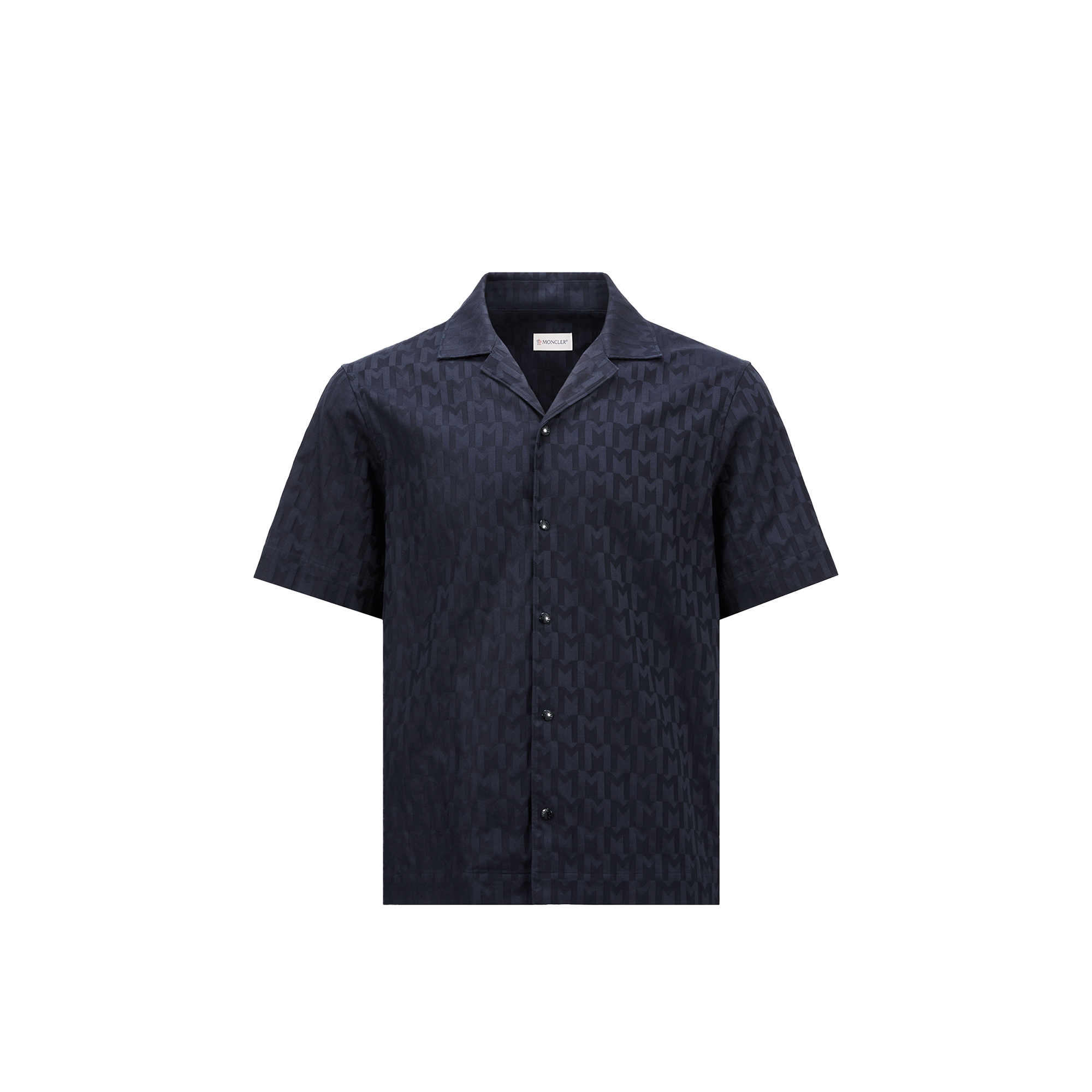 Moncler Chemise En Coton À Monogramme En Jacquard In Bleu