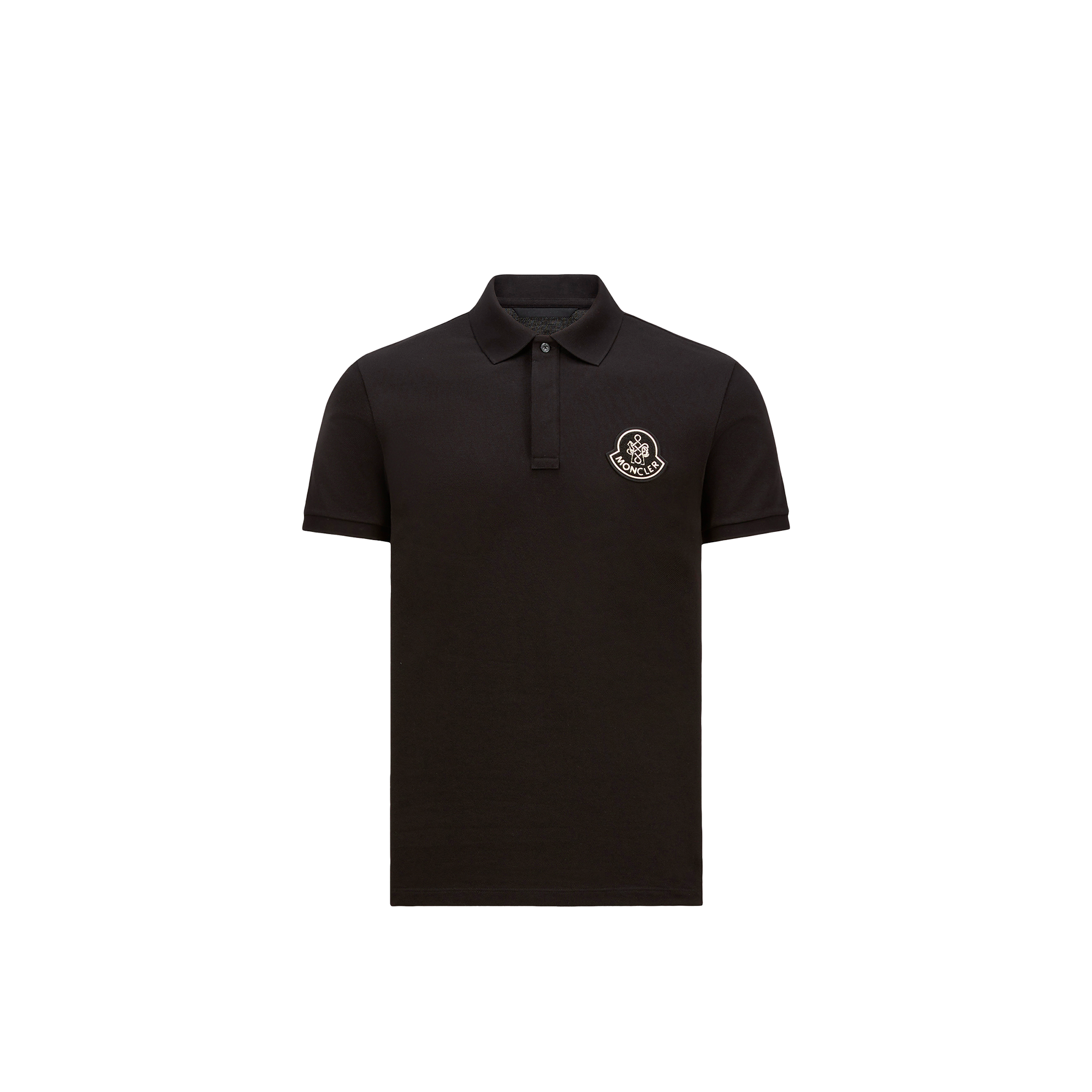Moncler Polo En Piqué De Coton À Empiècement Année Du Serpent In Black