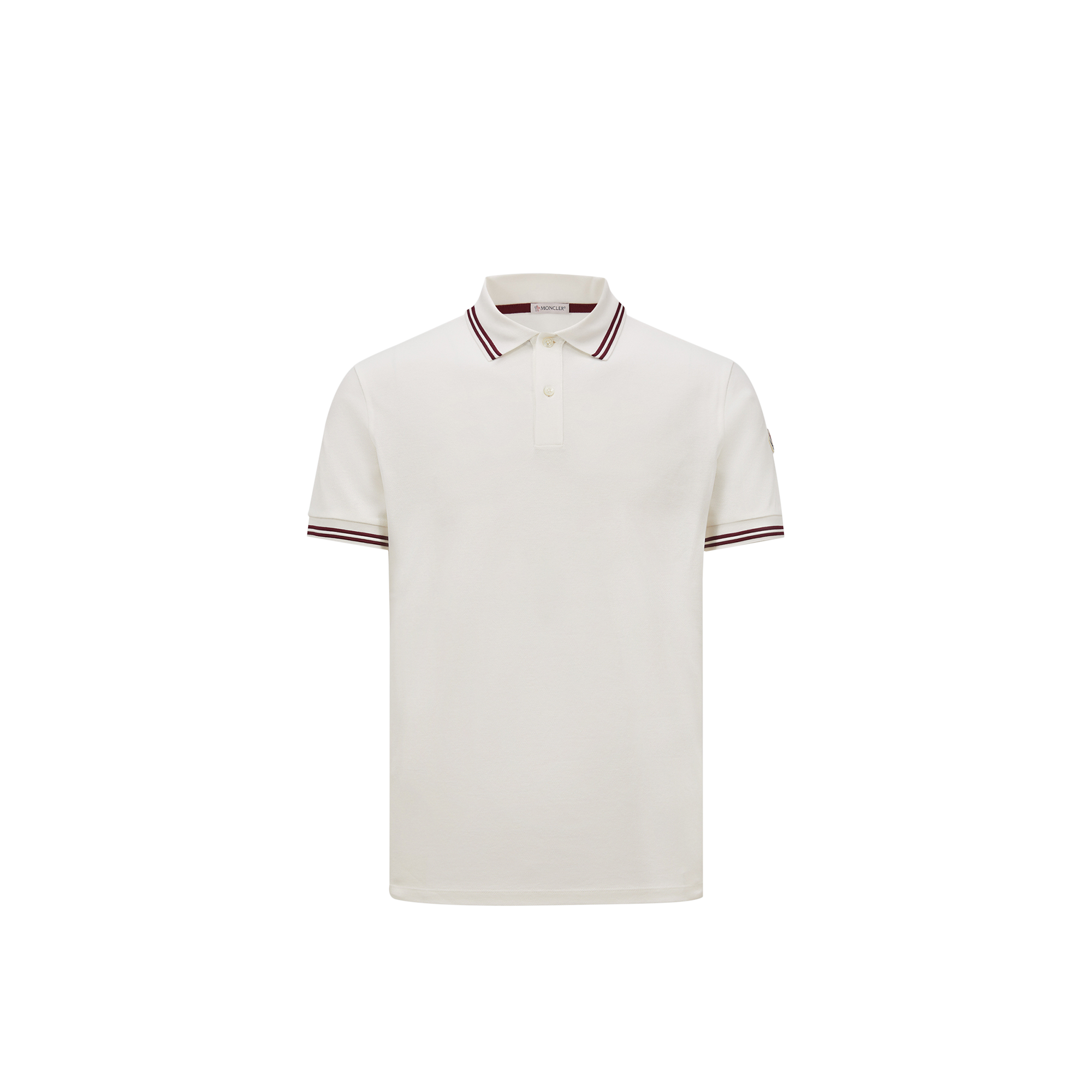 Moncler Striped Trim Polo Shirt In White