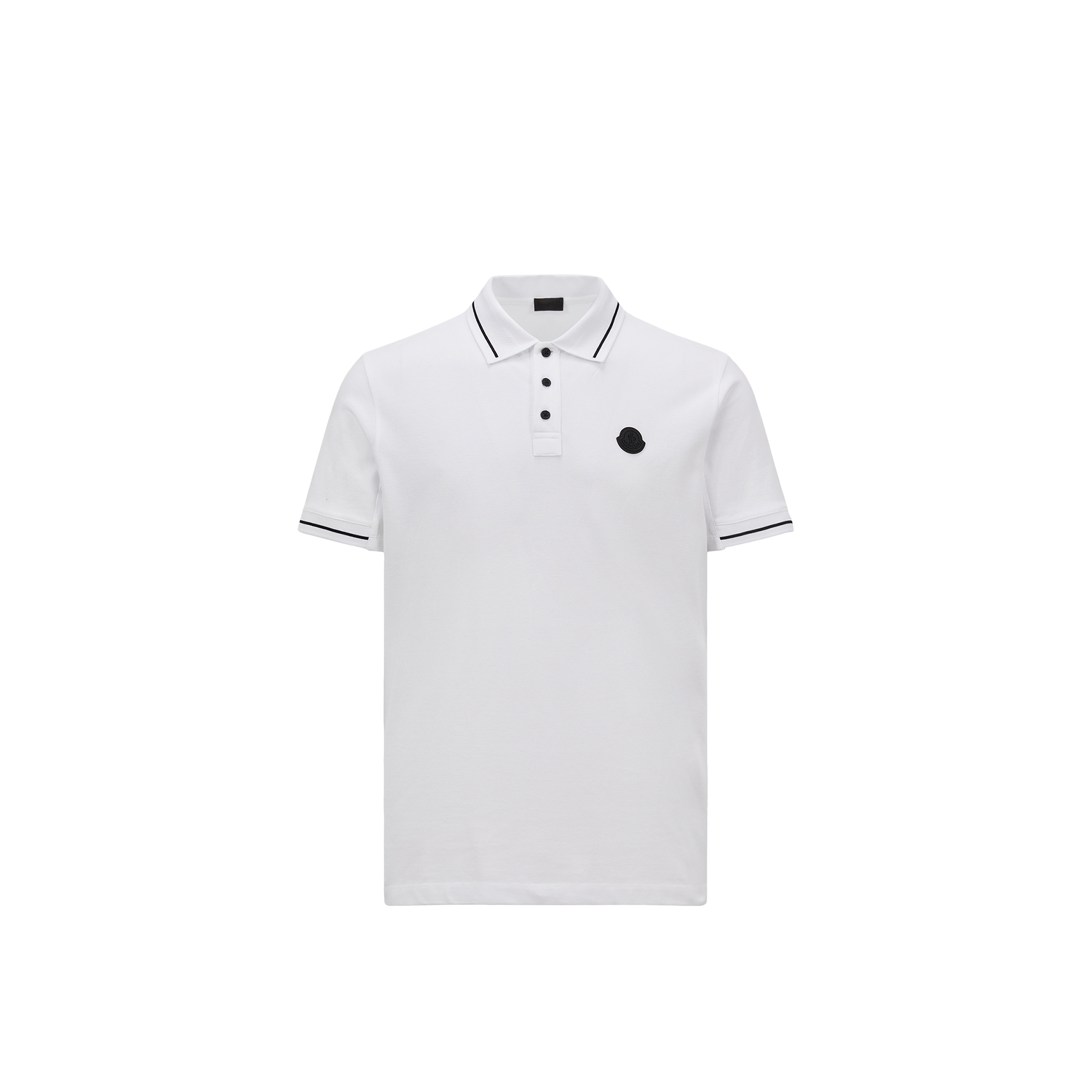 Moncler Men's Logo Cotton Polo Shirt In White